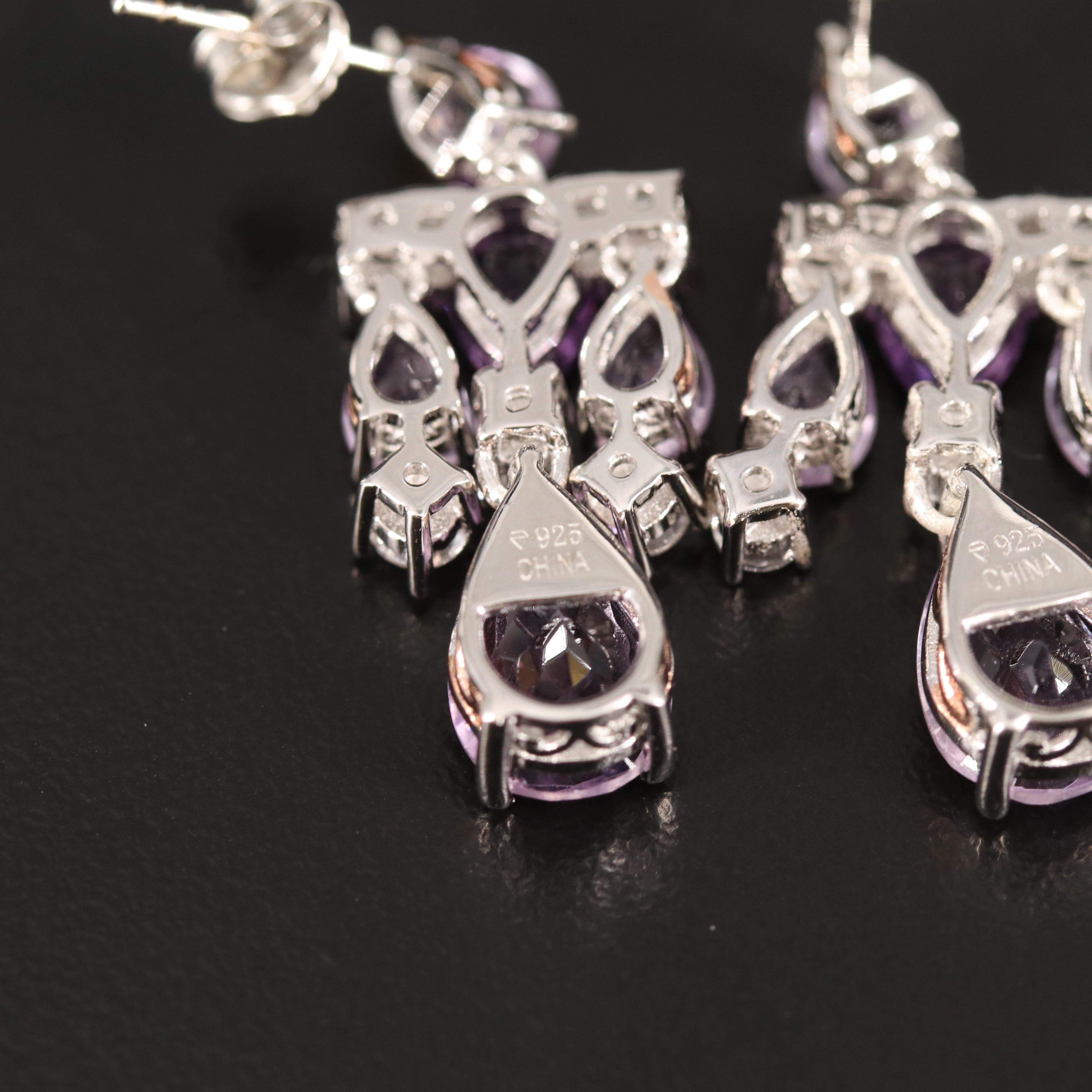 Amethyst and Topaz Earrings in Sterling