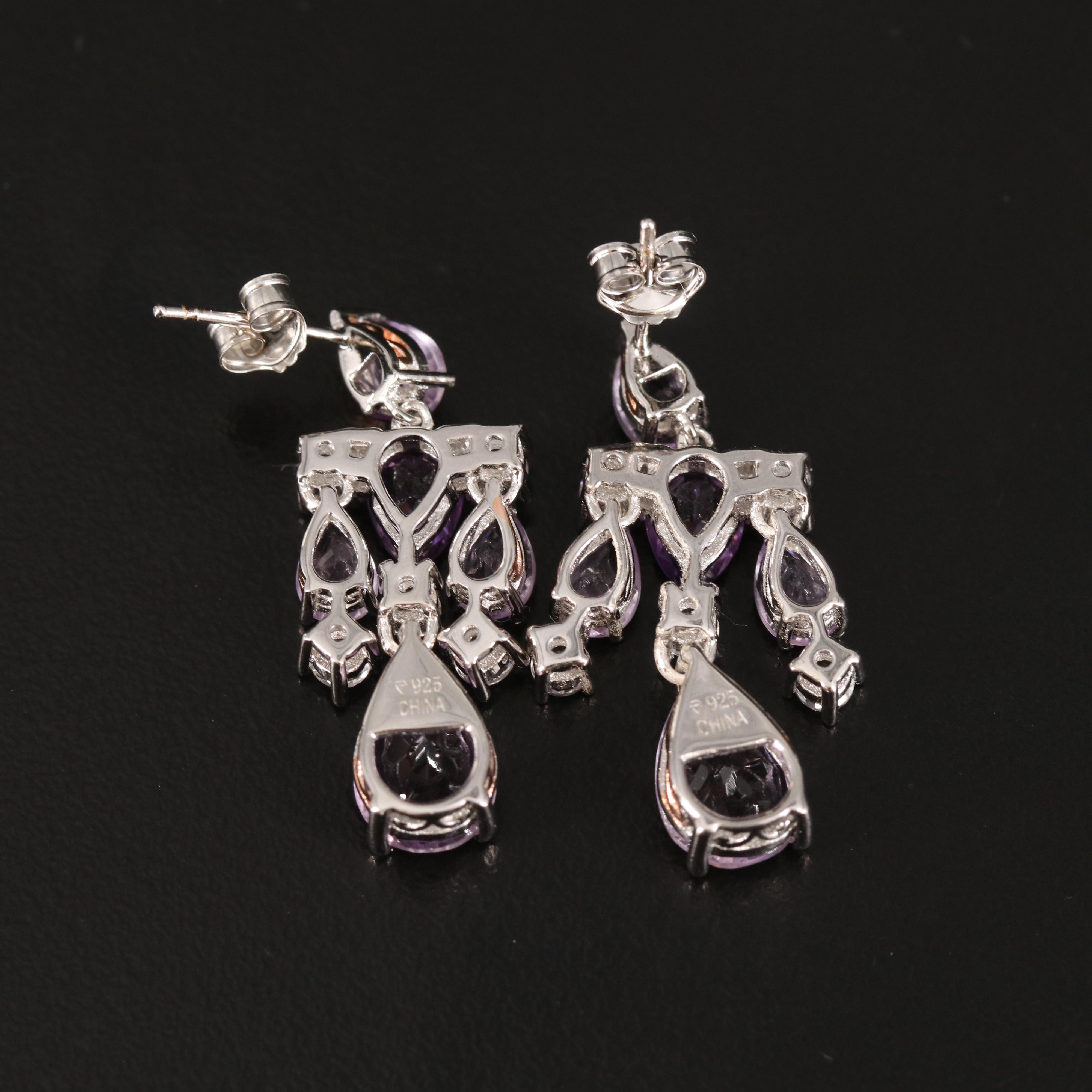 Amethyst and Topaz Earrings in Sterling