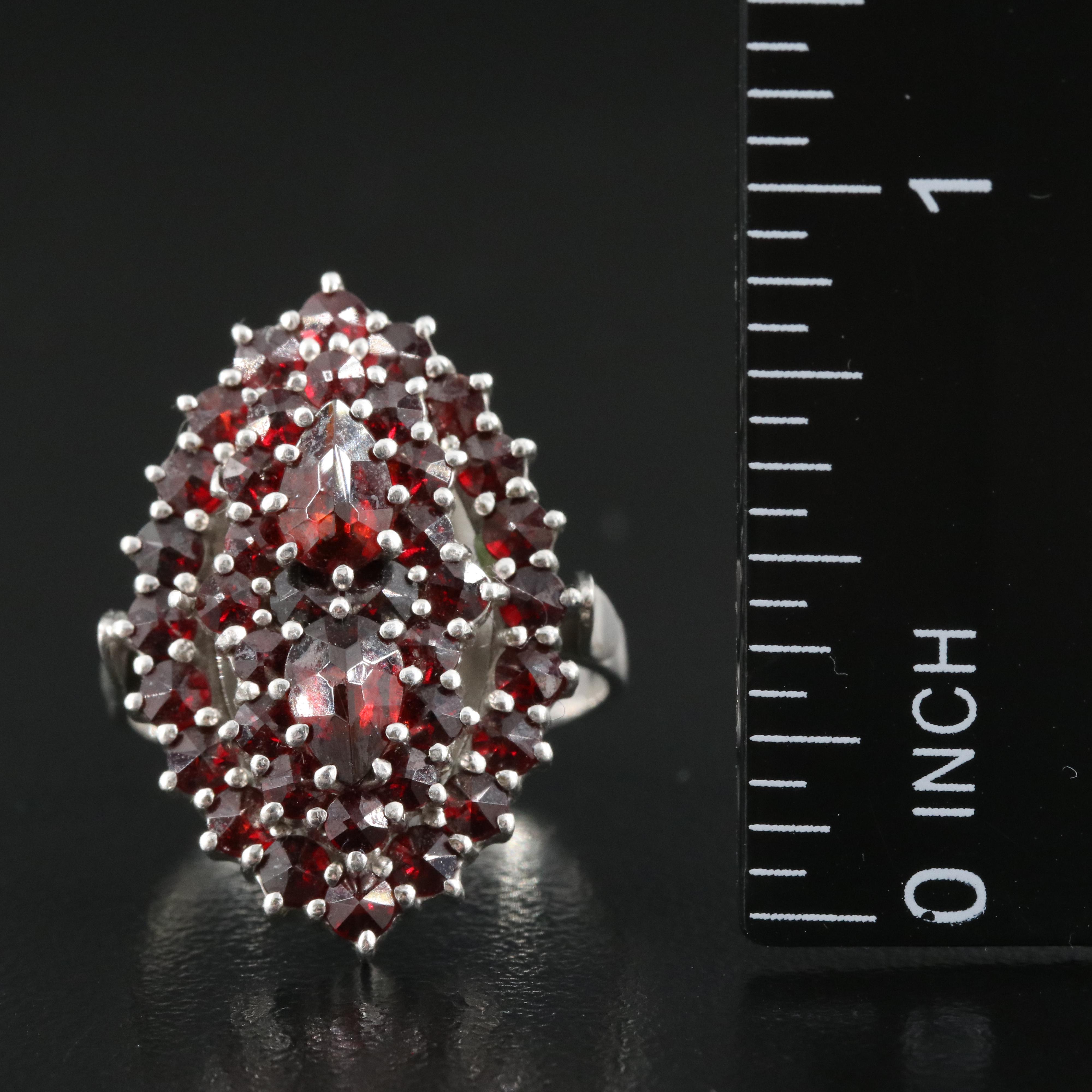 Czechoslovakian Sterling and 900 Silver Garnet Ring and Earrings