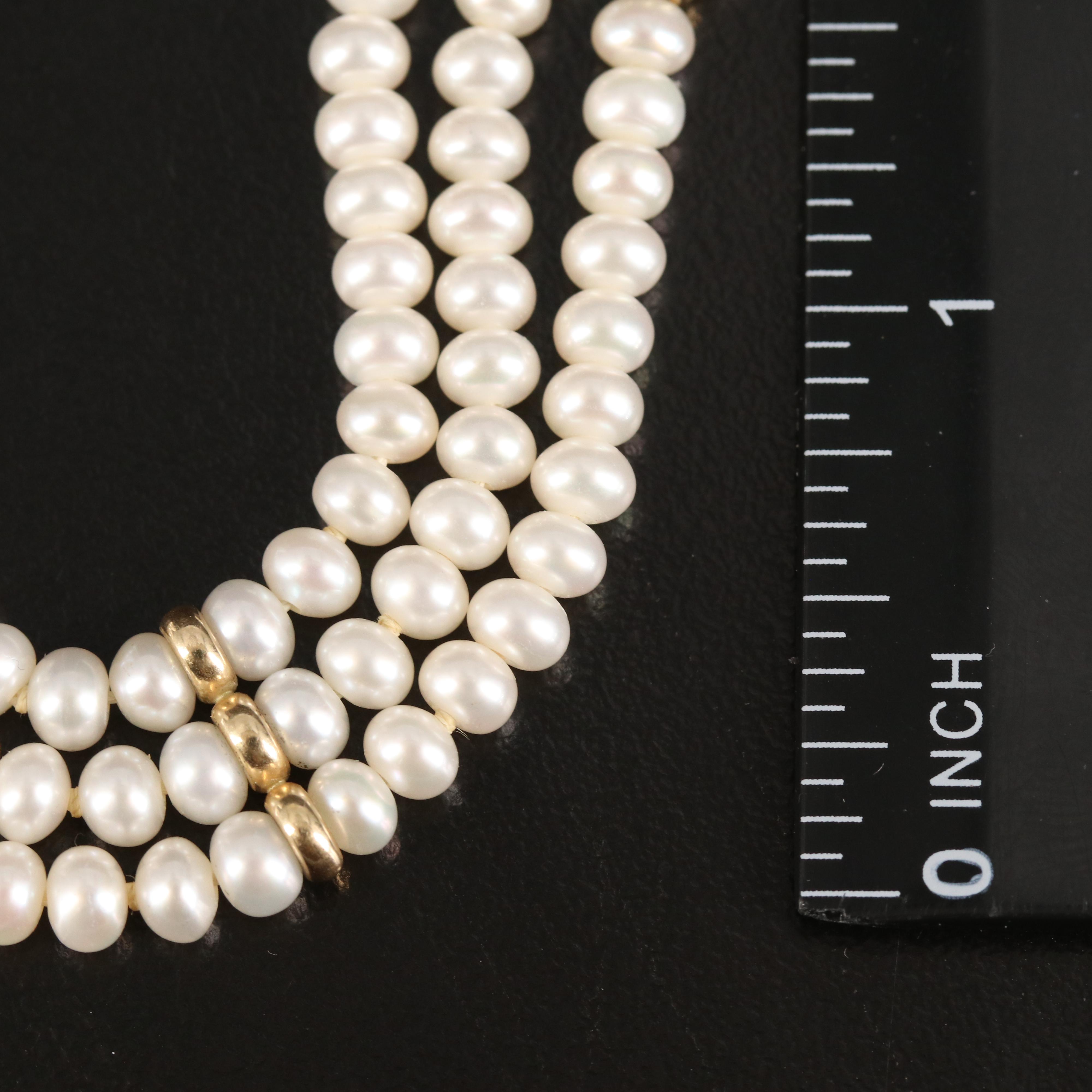 14K Pearl Triple-Row Bracelet