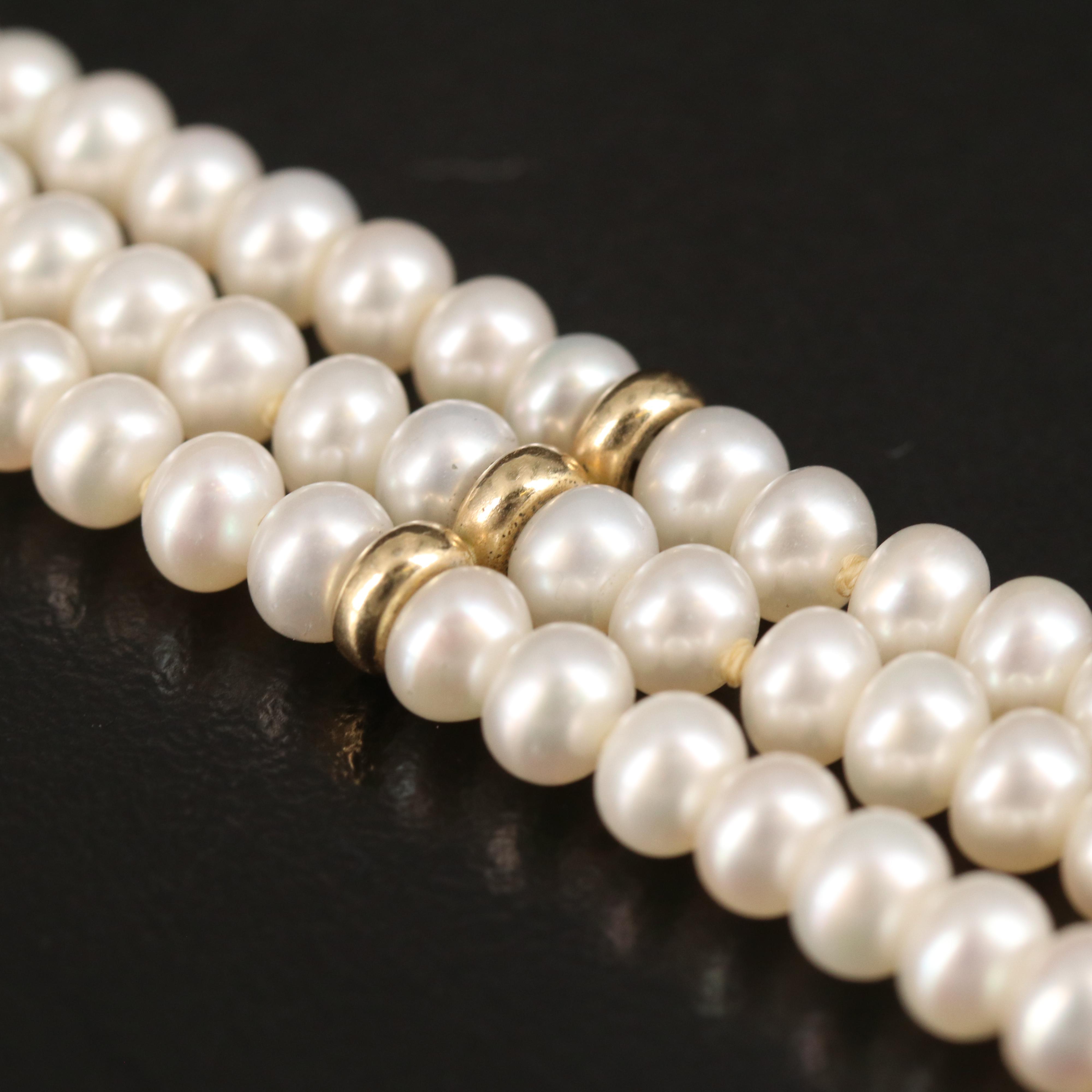 14K Pearl Triple-Row Bracelet