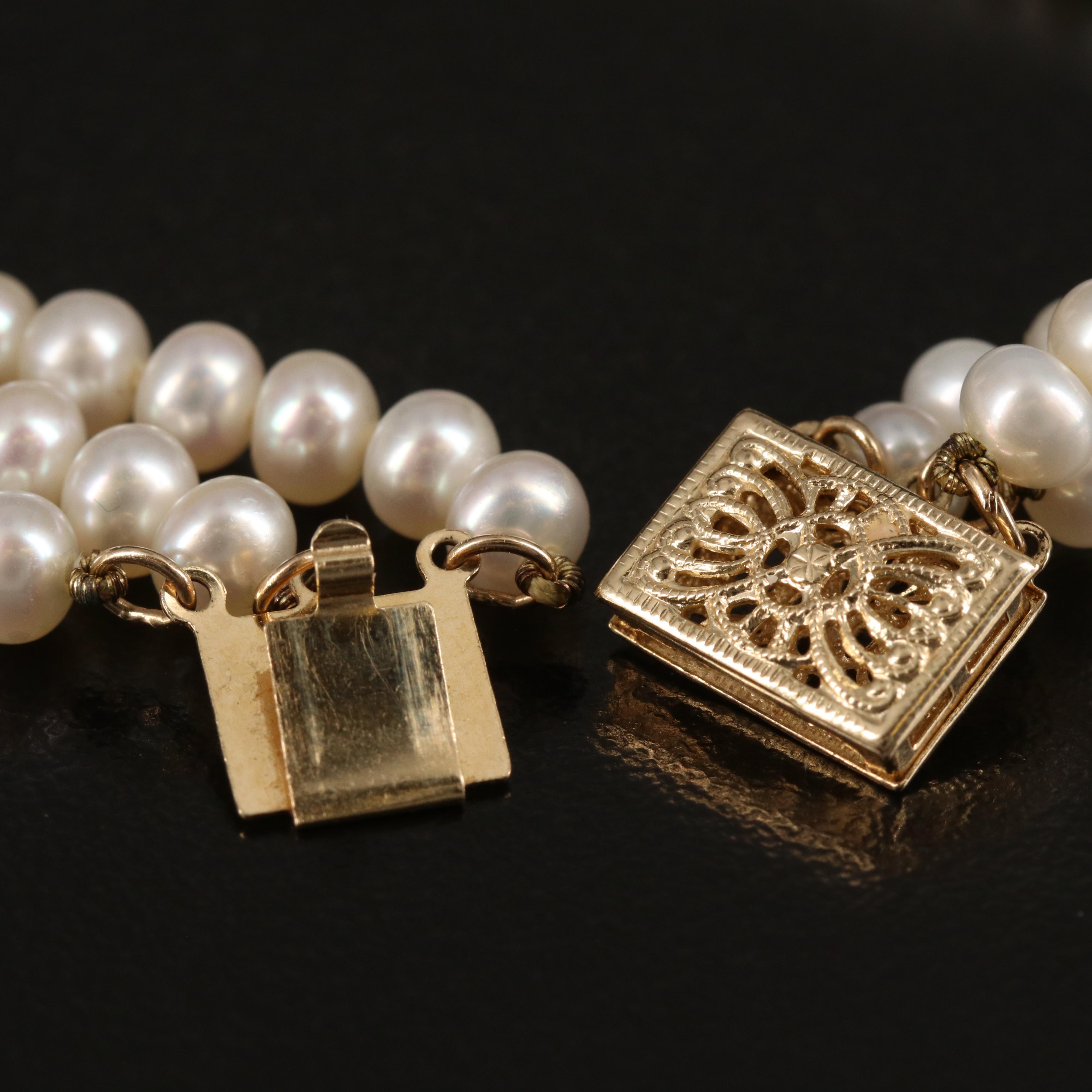 14K Pearl Triple-Row Bracelet