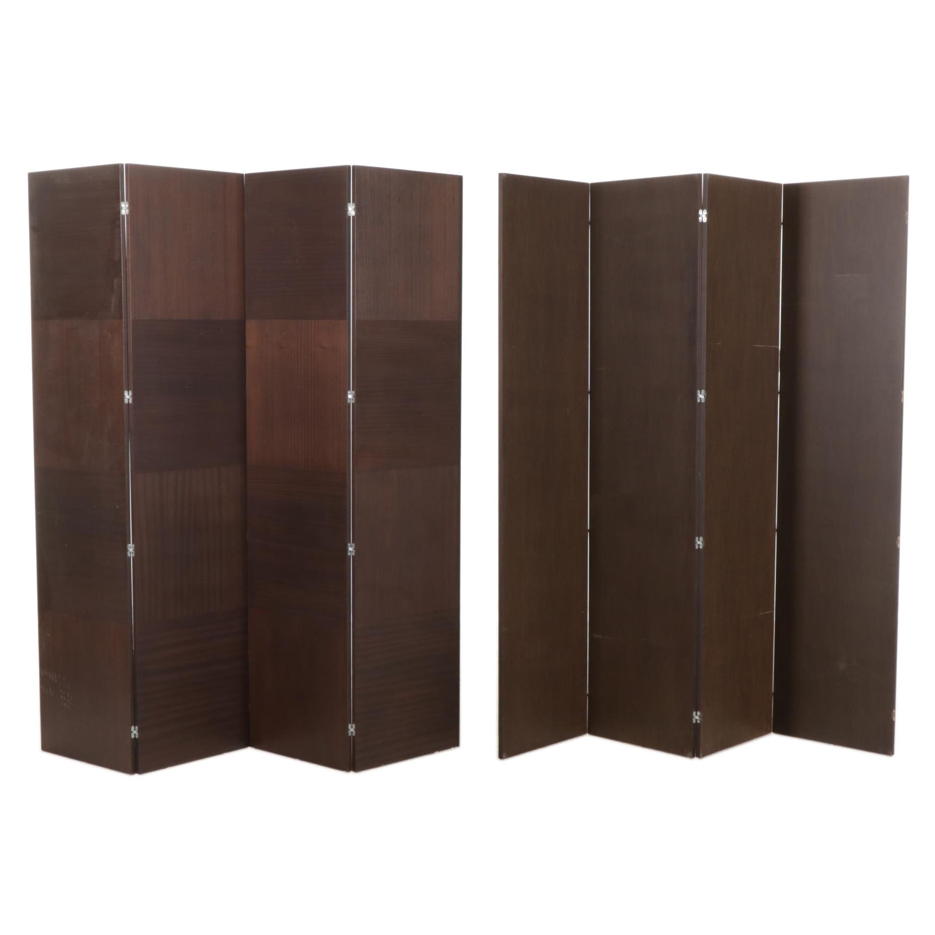 Roger Moule Designed Modernist Walnut Laminate Folding Panel Room Screen