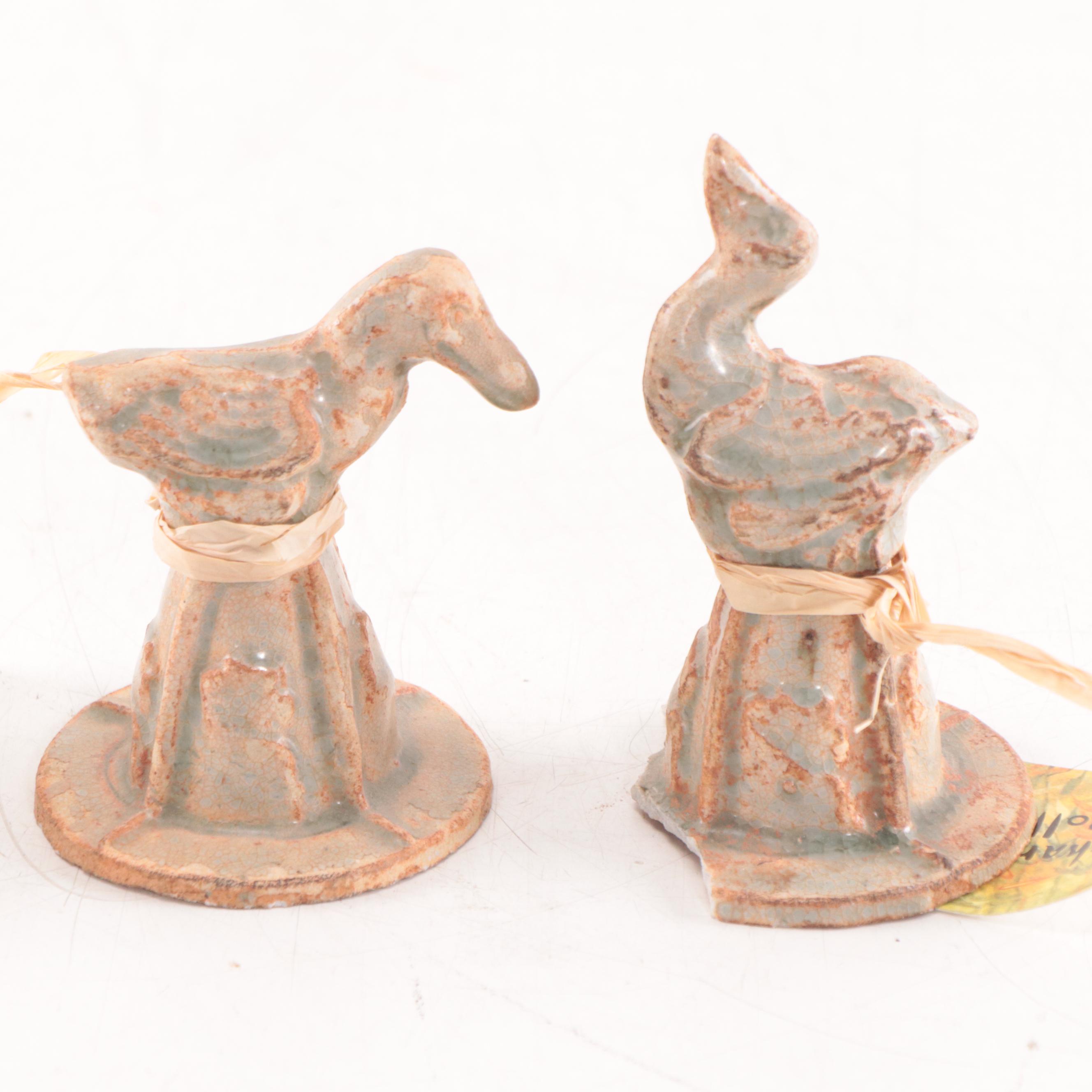 Chinese Celadon Glazed Ceremonial Urn Tops, Probably Song Dynasty