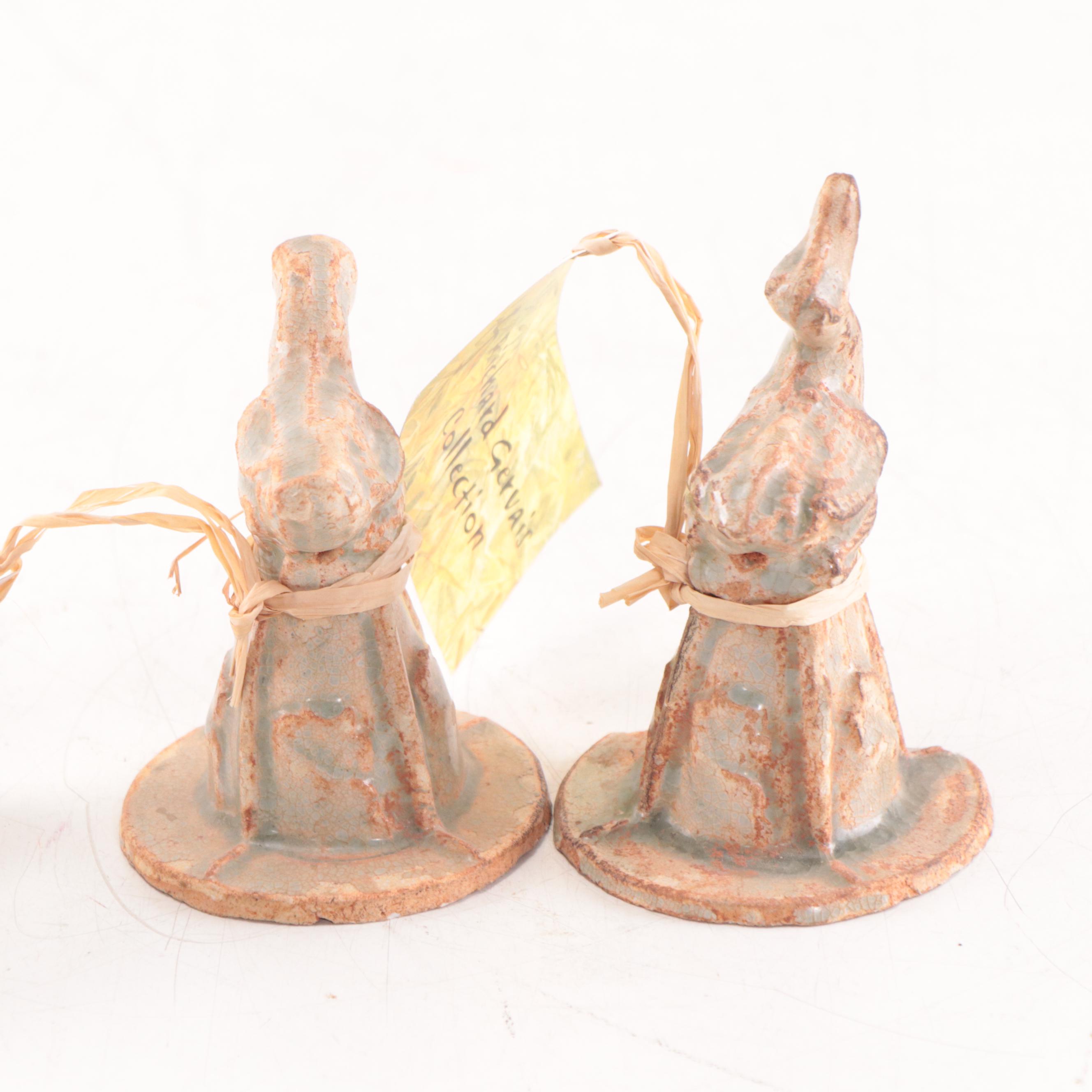 Chinese Celadon Glazed Ceremonial Urn Tops, Probably Song Dynasty