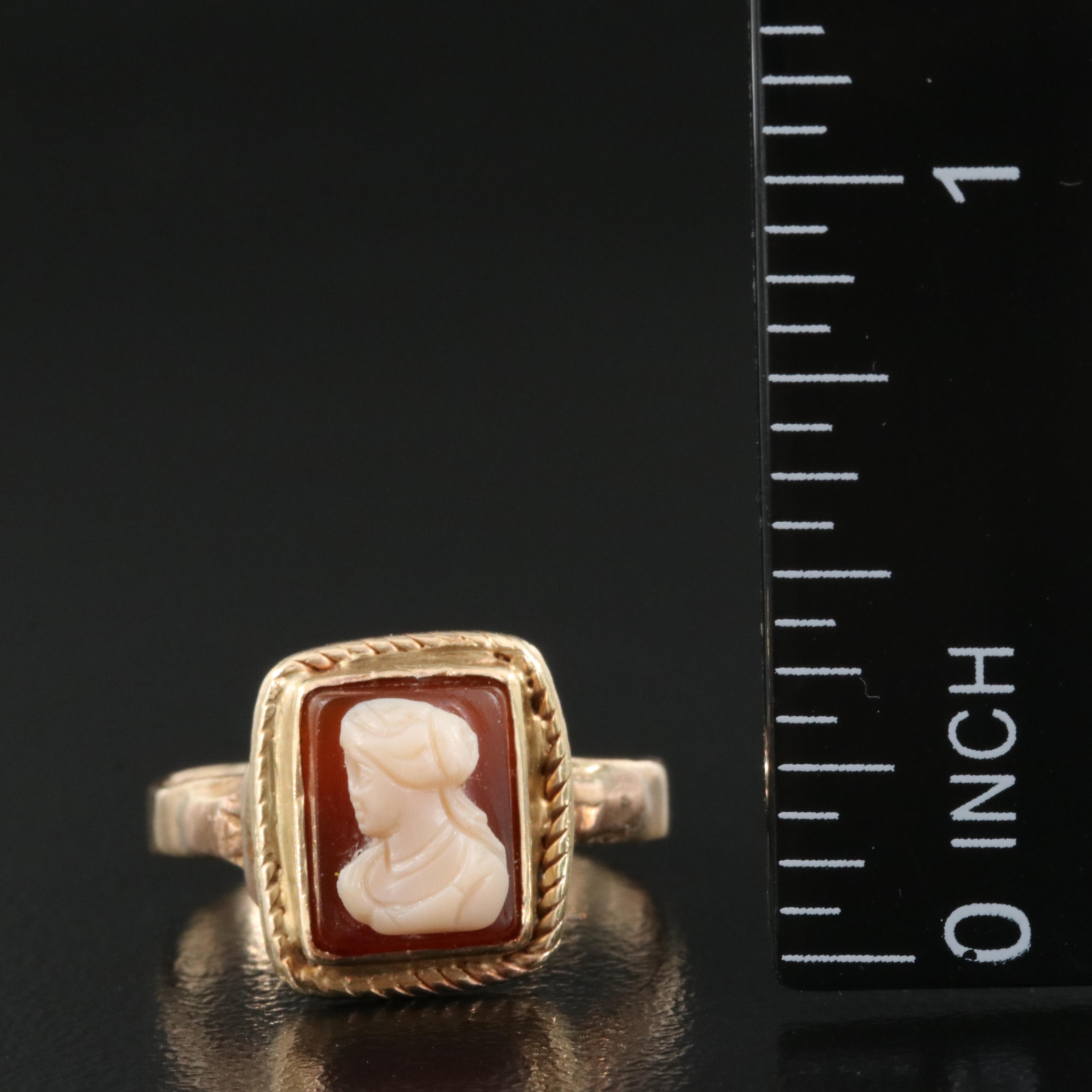 Victorian 14K Sardonyx Cameo Ring