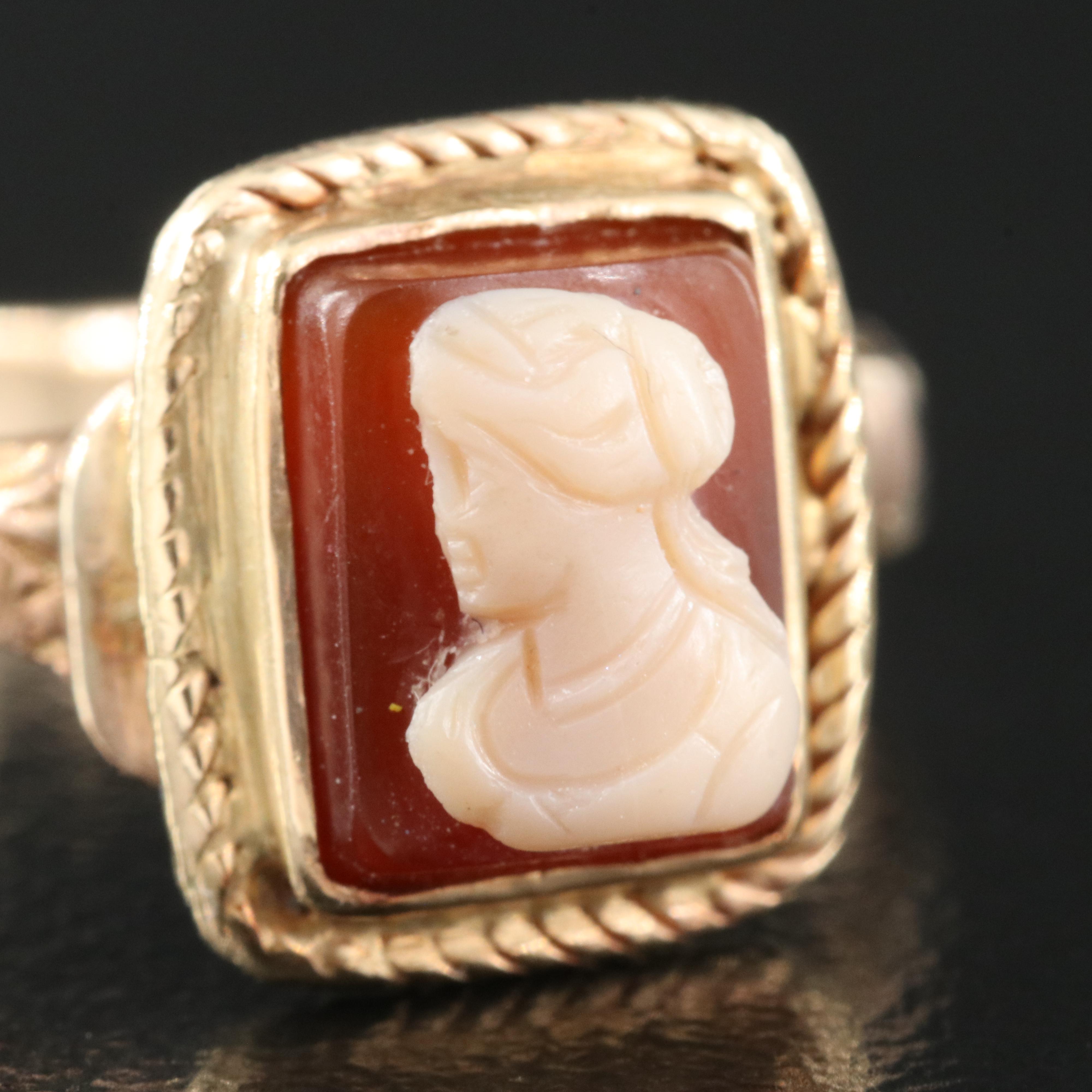 Victorian 14K Sardonyx Cameo Ring