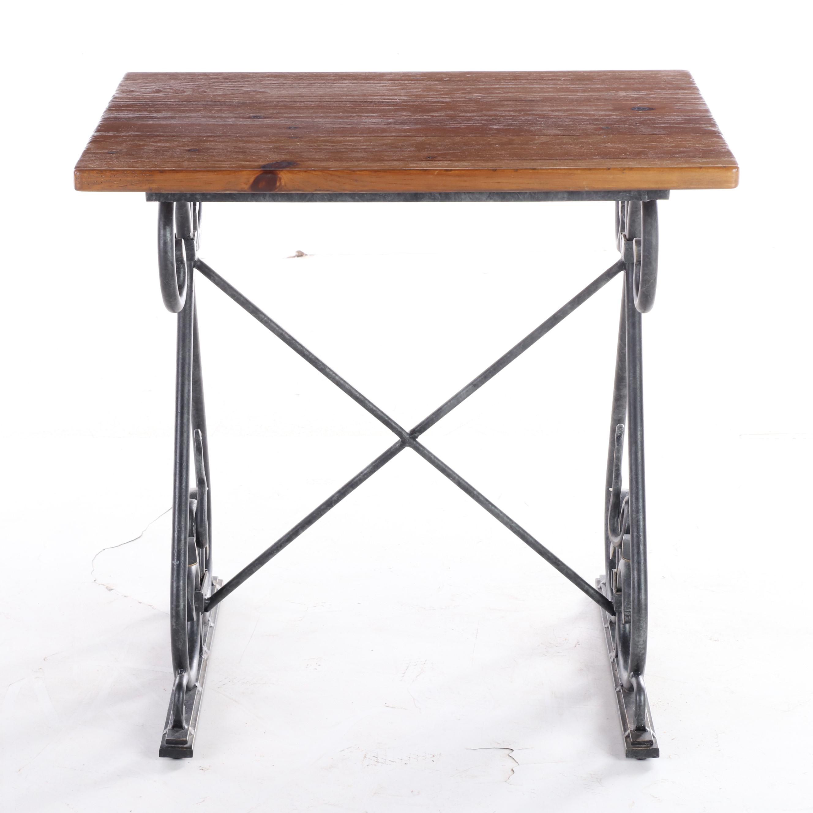 Henredon Spanish Colonial Style Pine and Wrought Iron Side Table