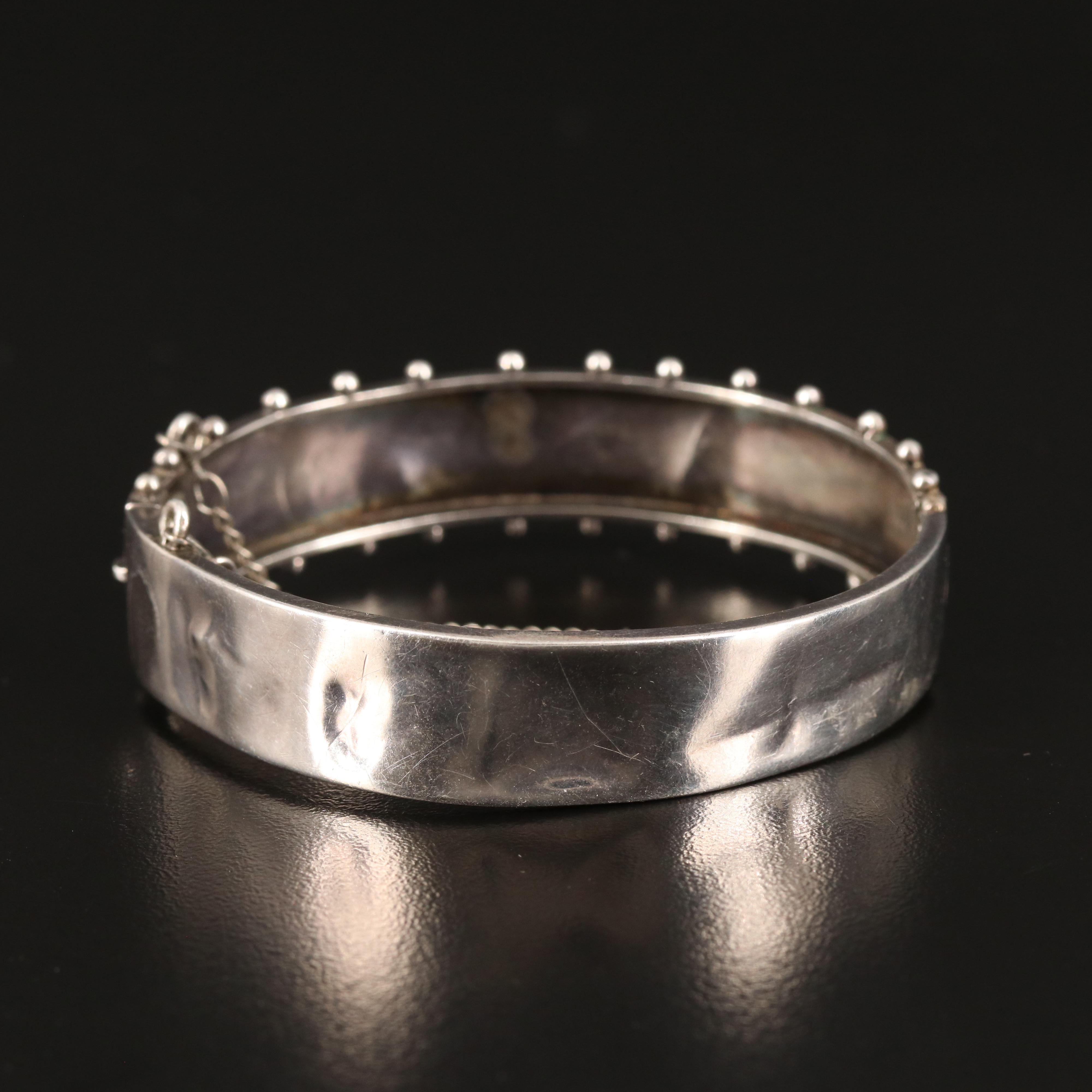 Antique Sterling Engraved Hinged Bangle