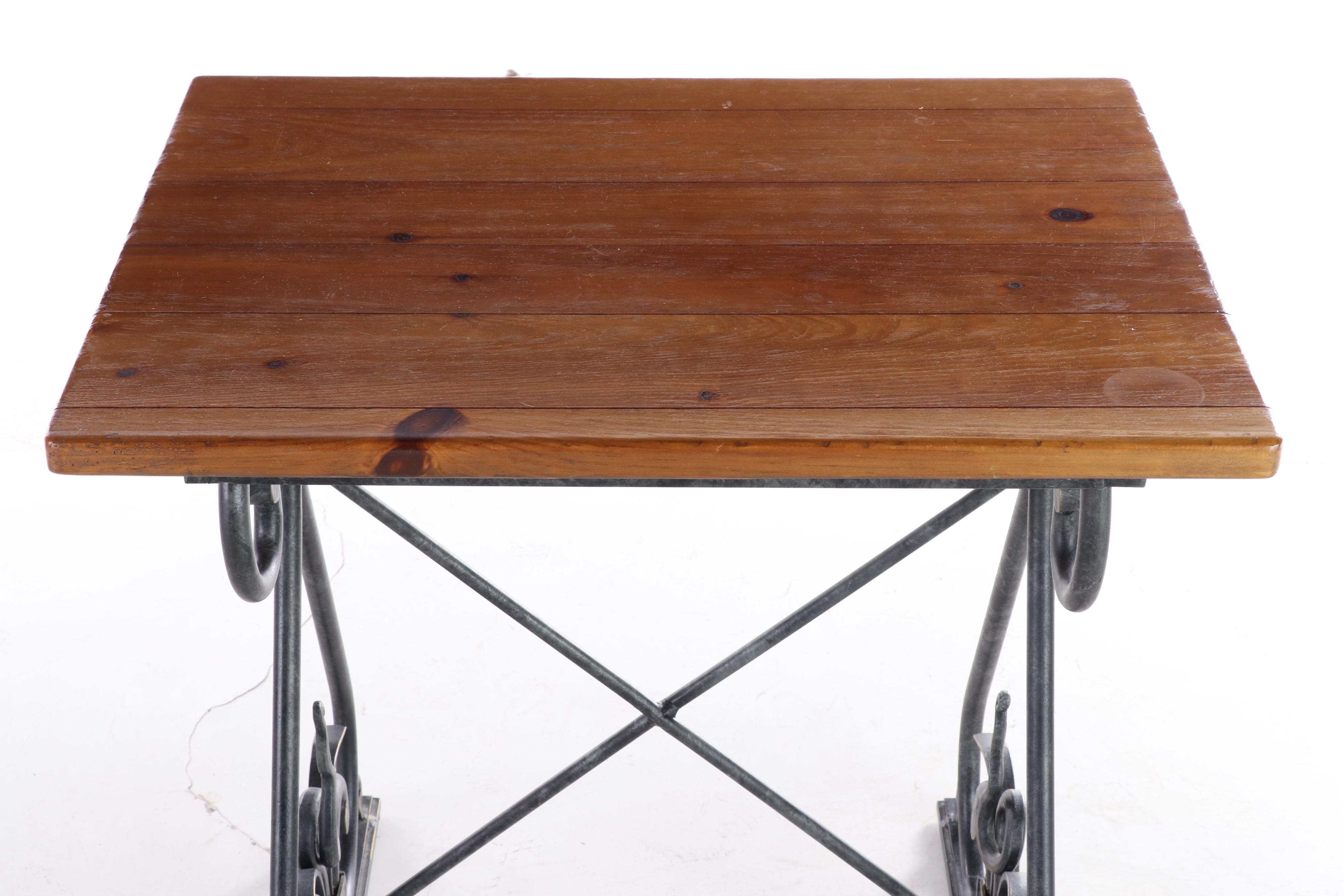 Henredon Spanish Colonial Style Pine and Wrought Iron Side Table