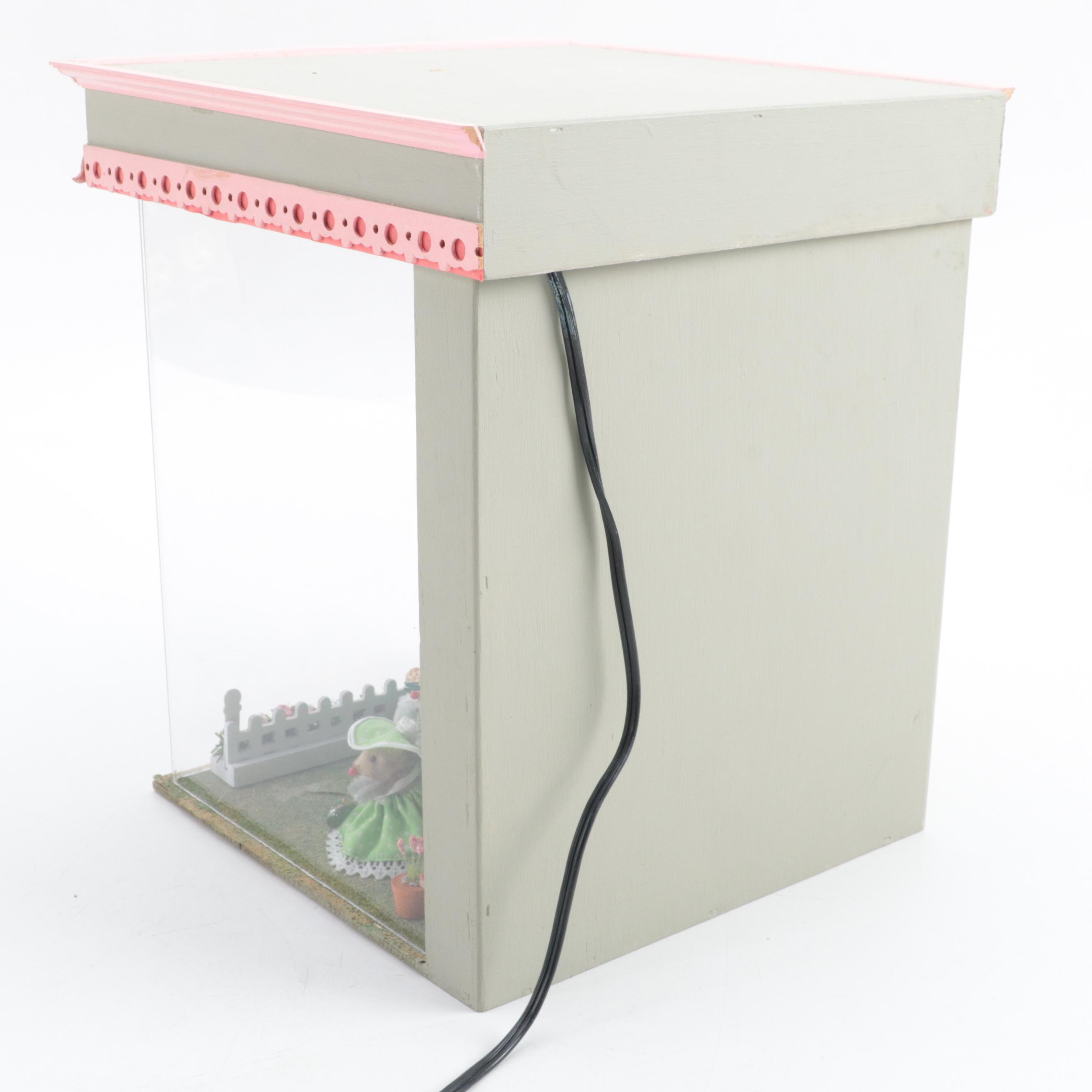 Glass Fronted German Fur Mouse Shadow Box Diorama, Mid-Late 20th Century