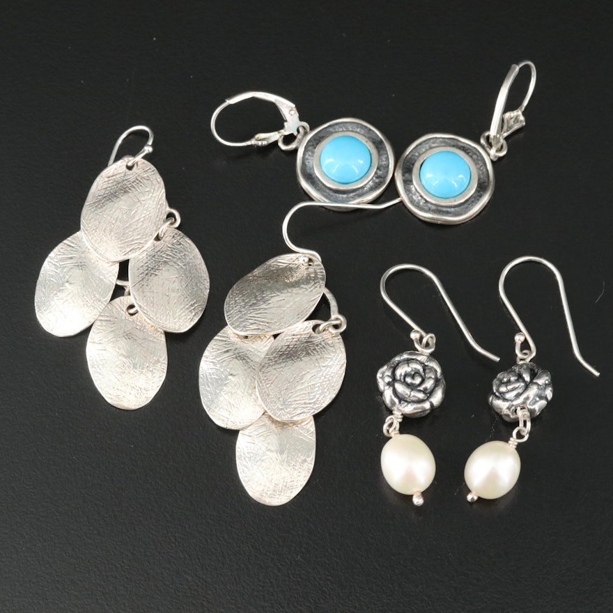 Sterling Earrings Including Pearl and Turquoise