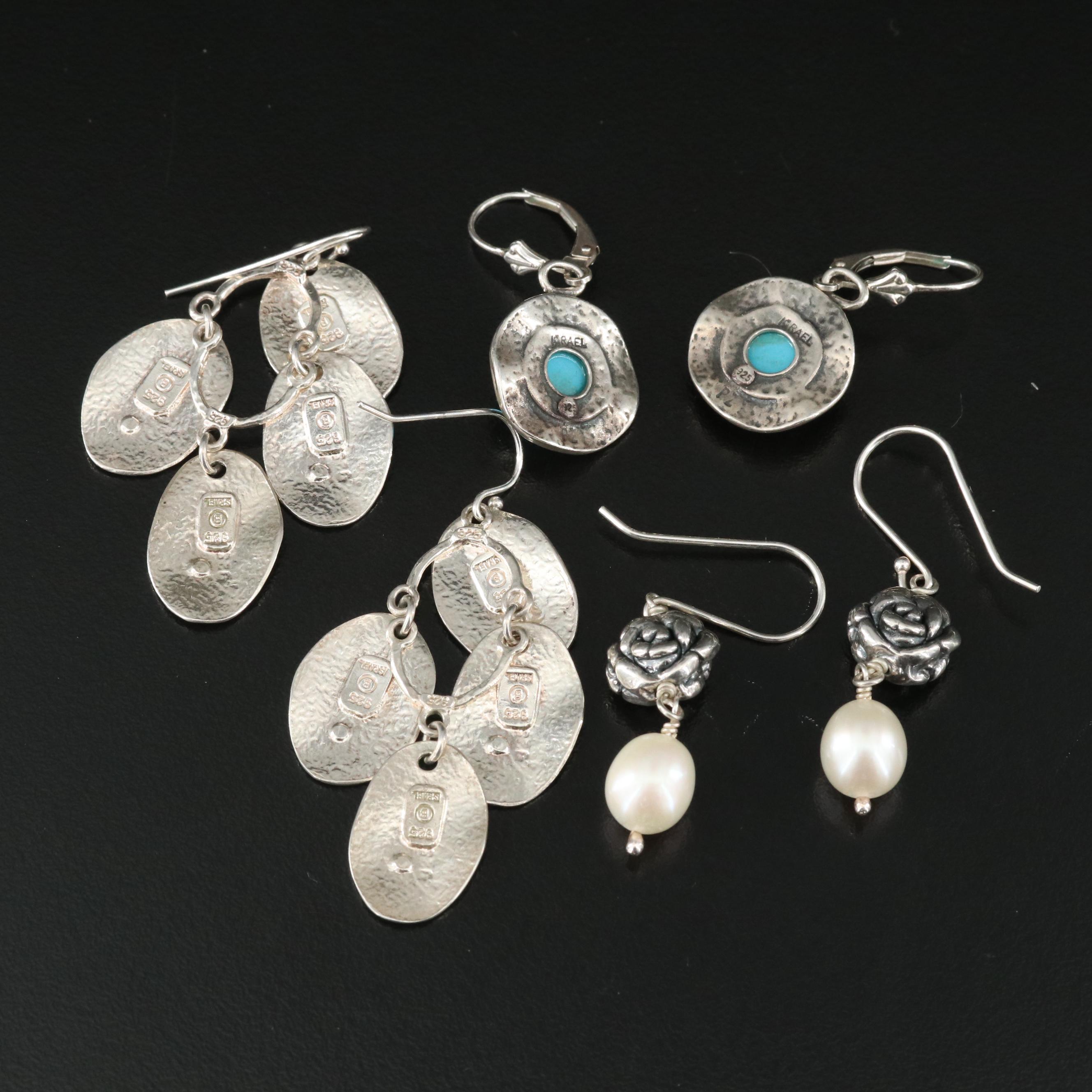 Sterling Earrings Including Pearl and Turquoise