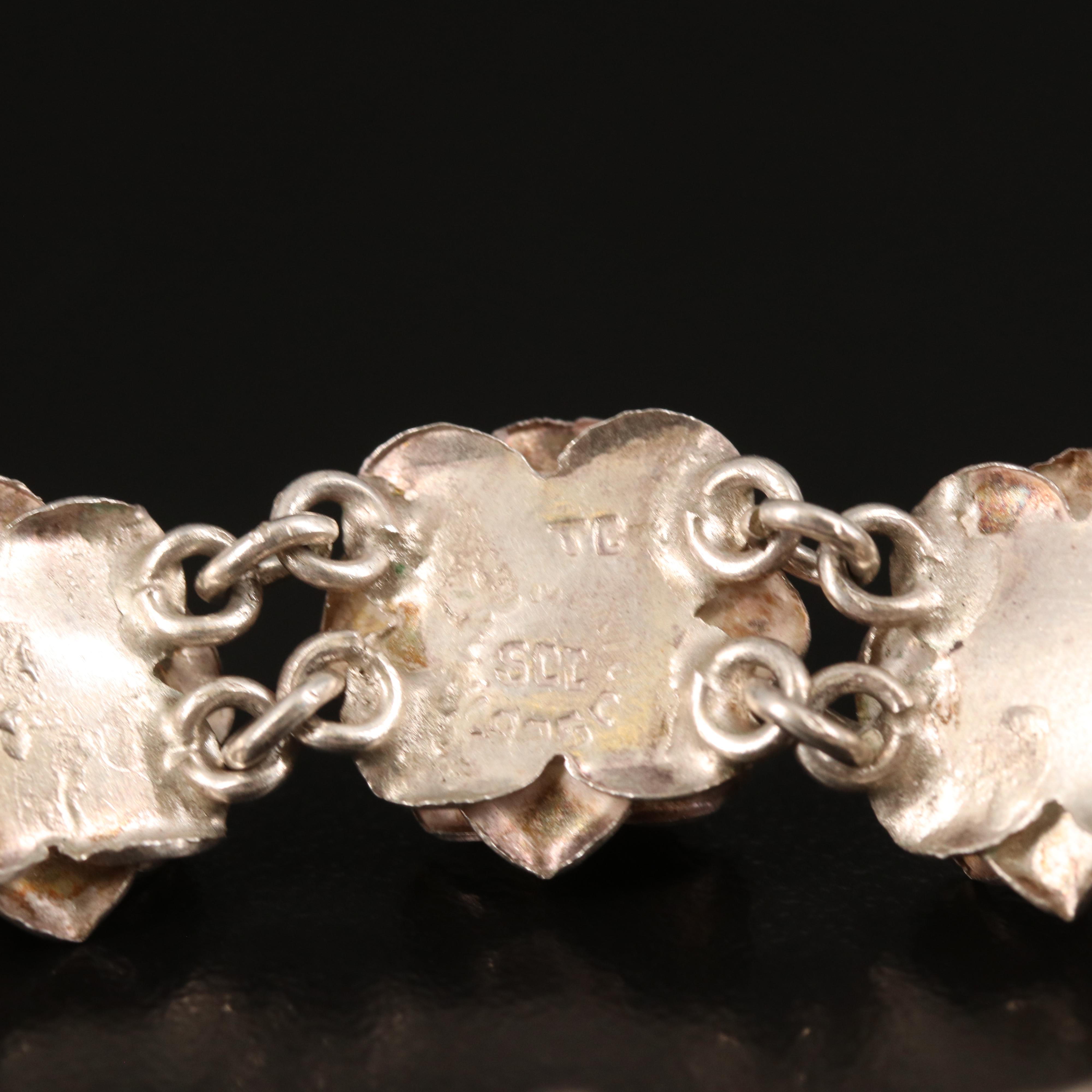 Mexican Sterling Rose Link Bracelet