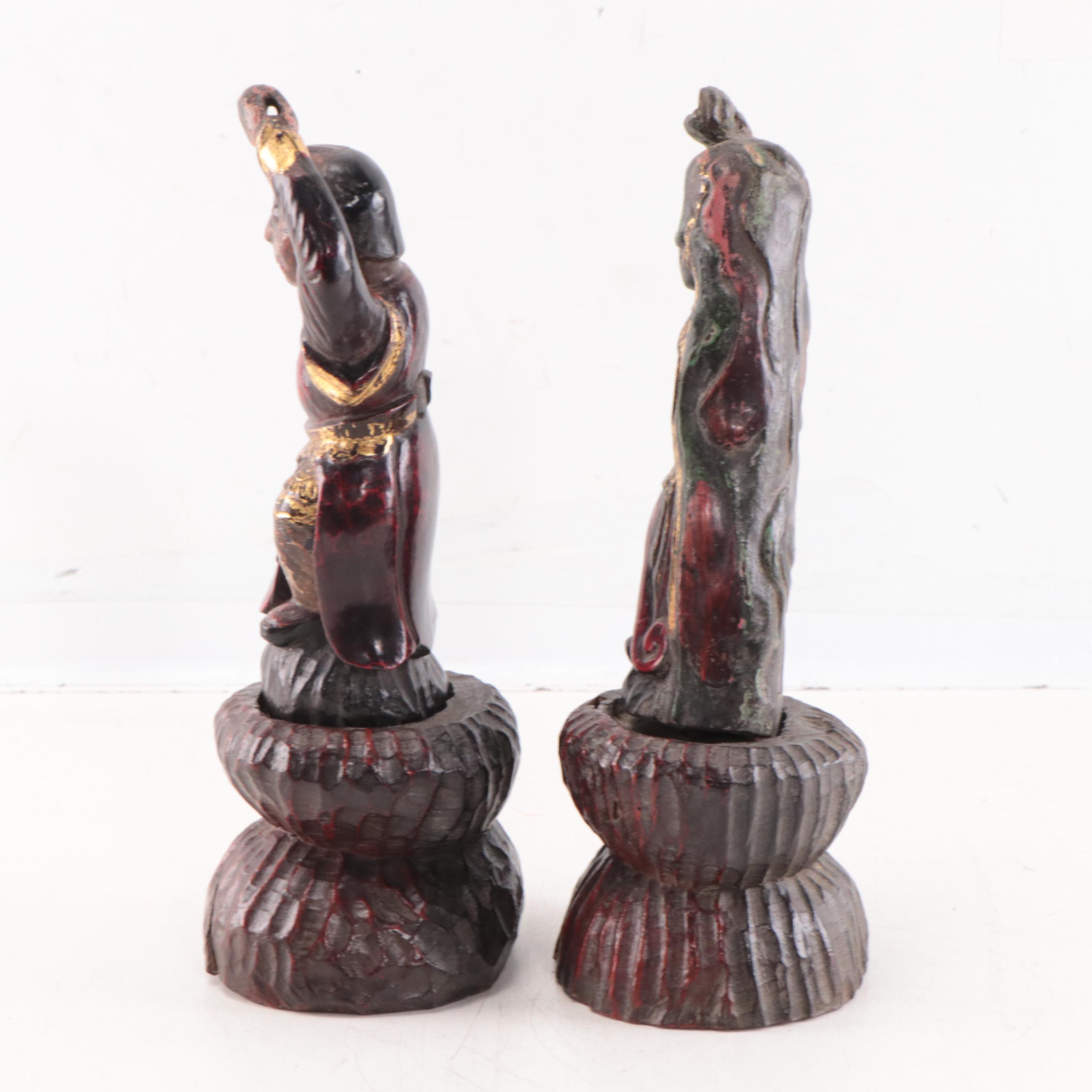 Vietnamese Lacquer Temple Figures, Late 19th Century