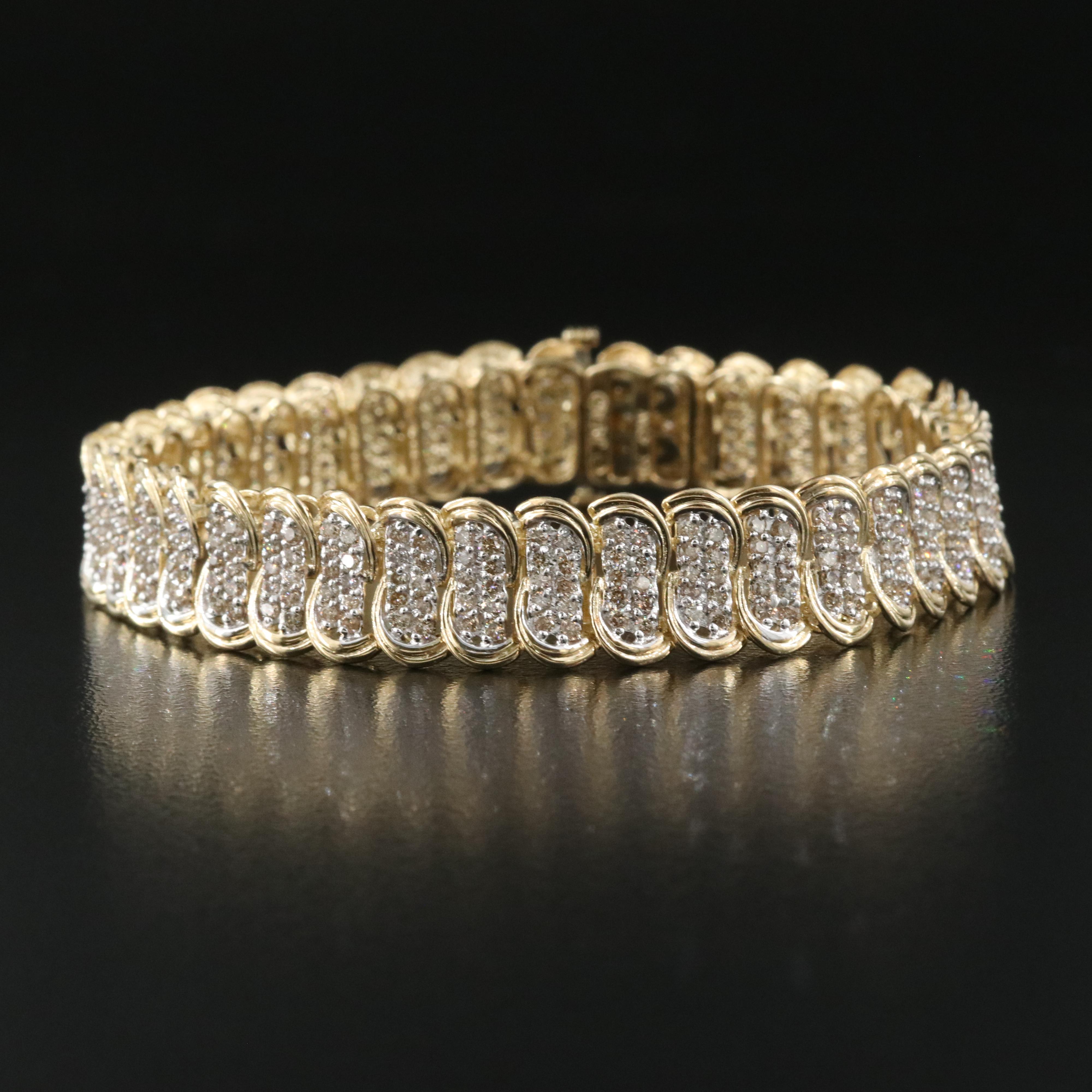 10K 4.00 CTW Diamond Fancy Link Bracelet