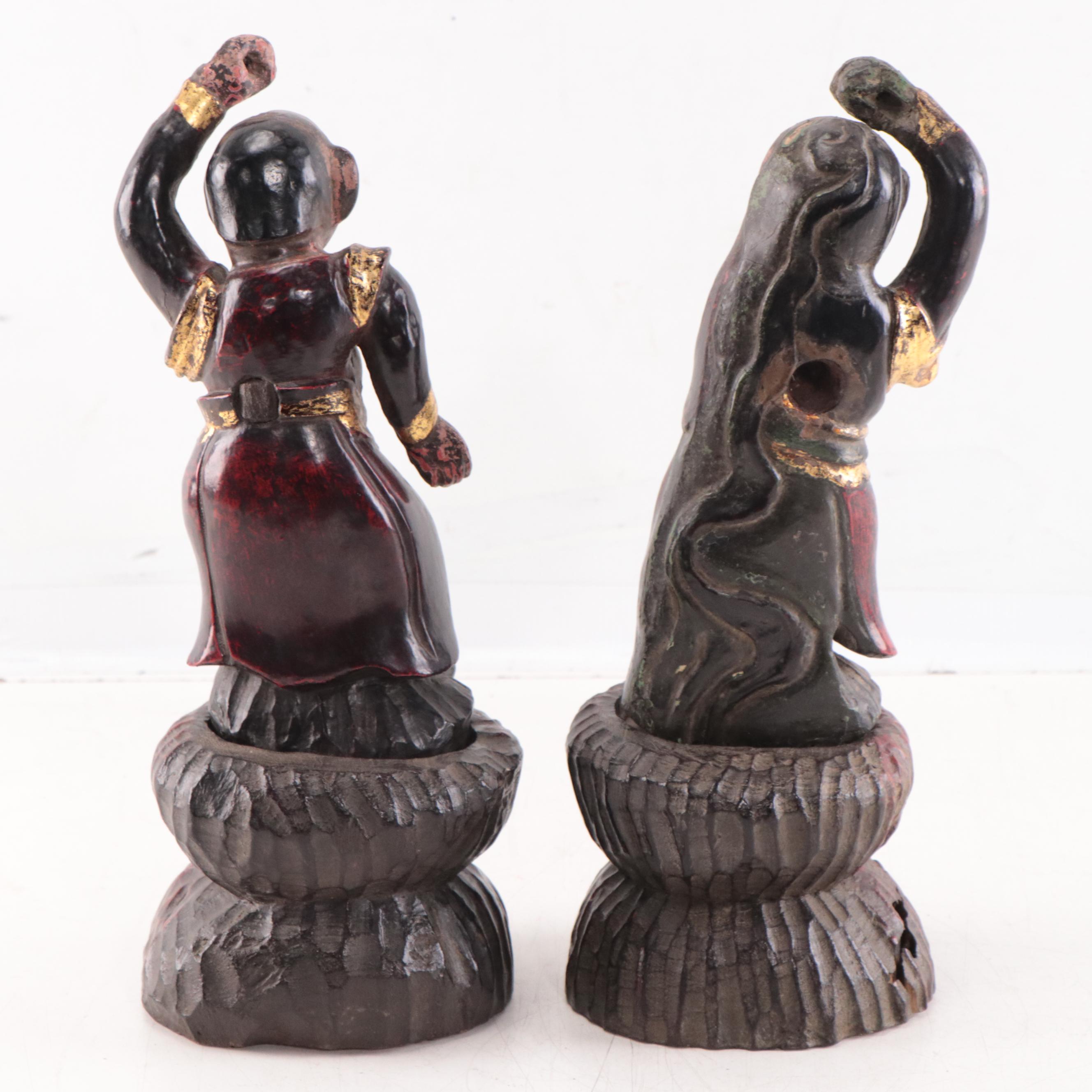 Vietnamese Lacquer Temple Figures, Late 19th Century