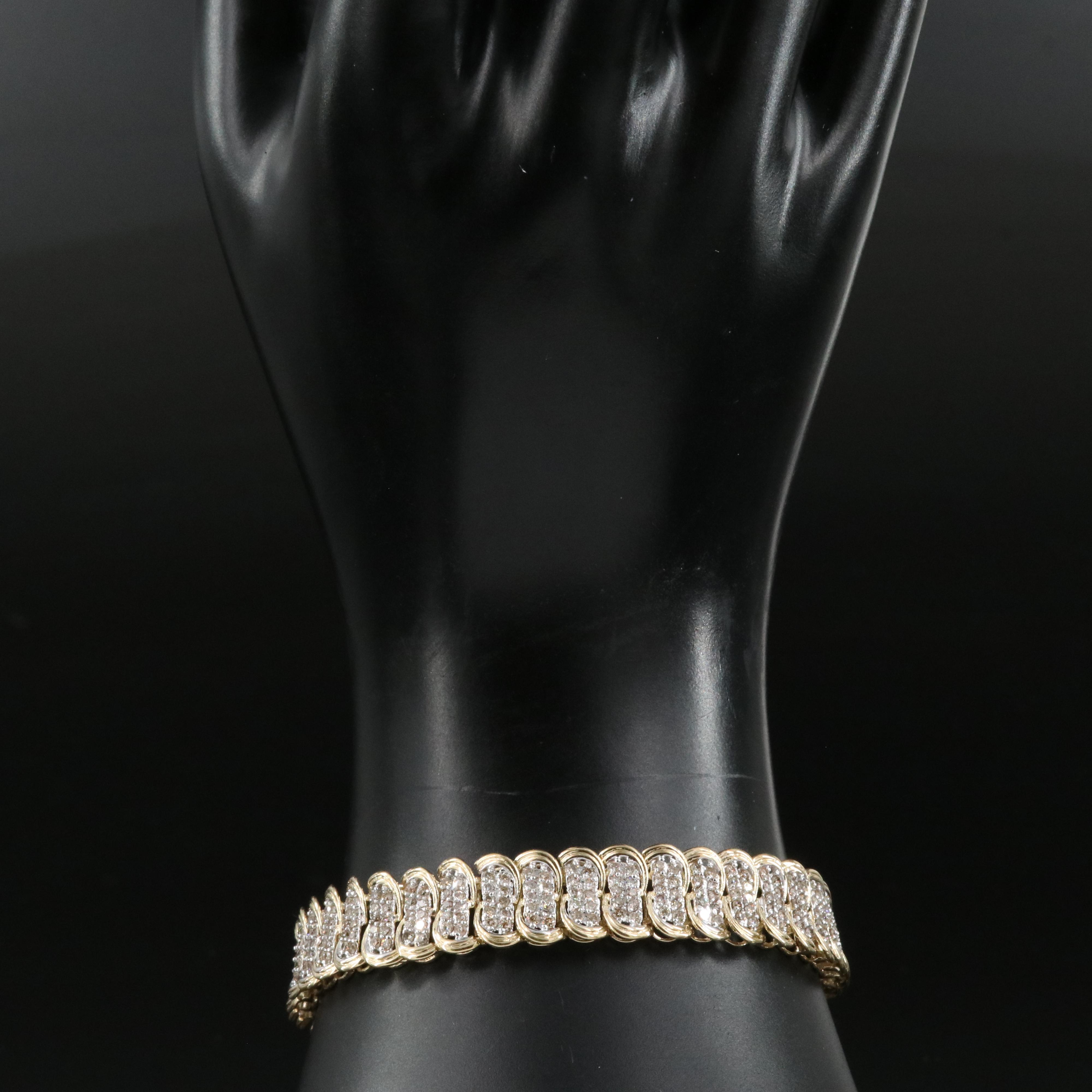 10K 4.00 CTW Diamond Fancy Link Bracelet