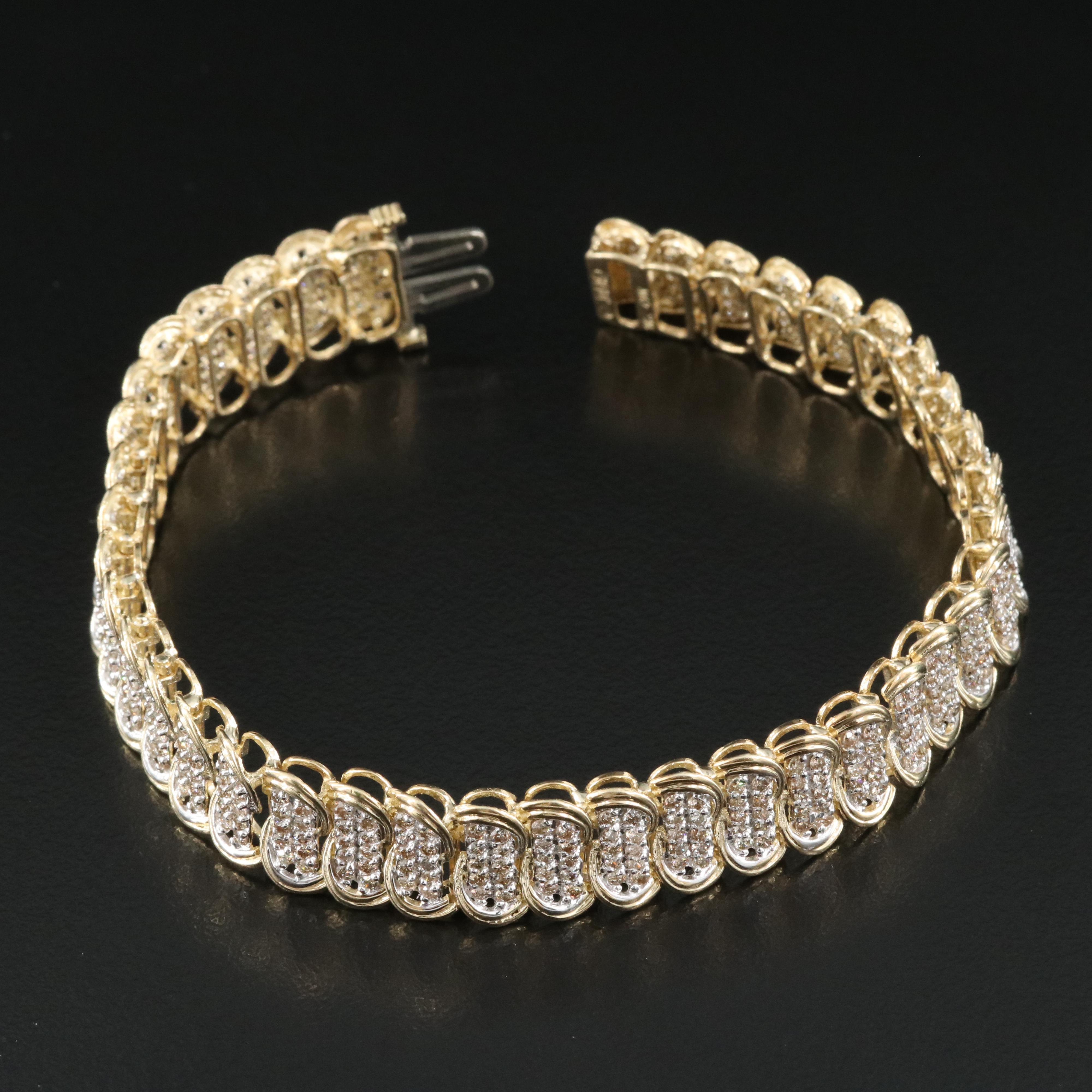 10K 4.00 CTW Diamond Fancy Link Bracelet