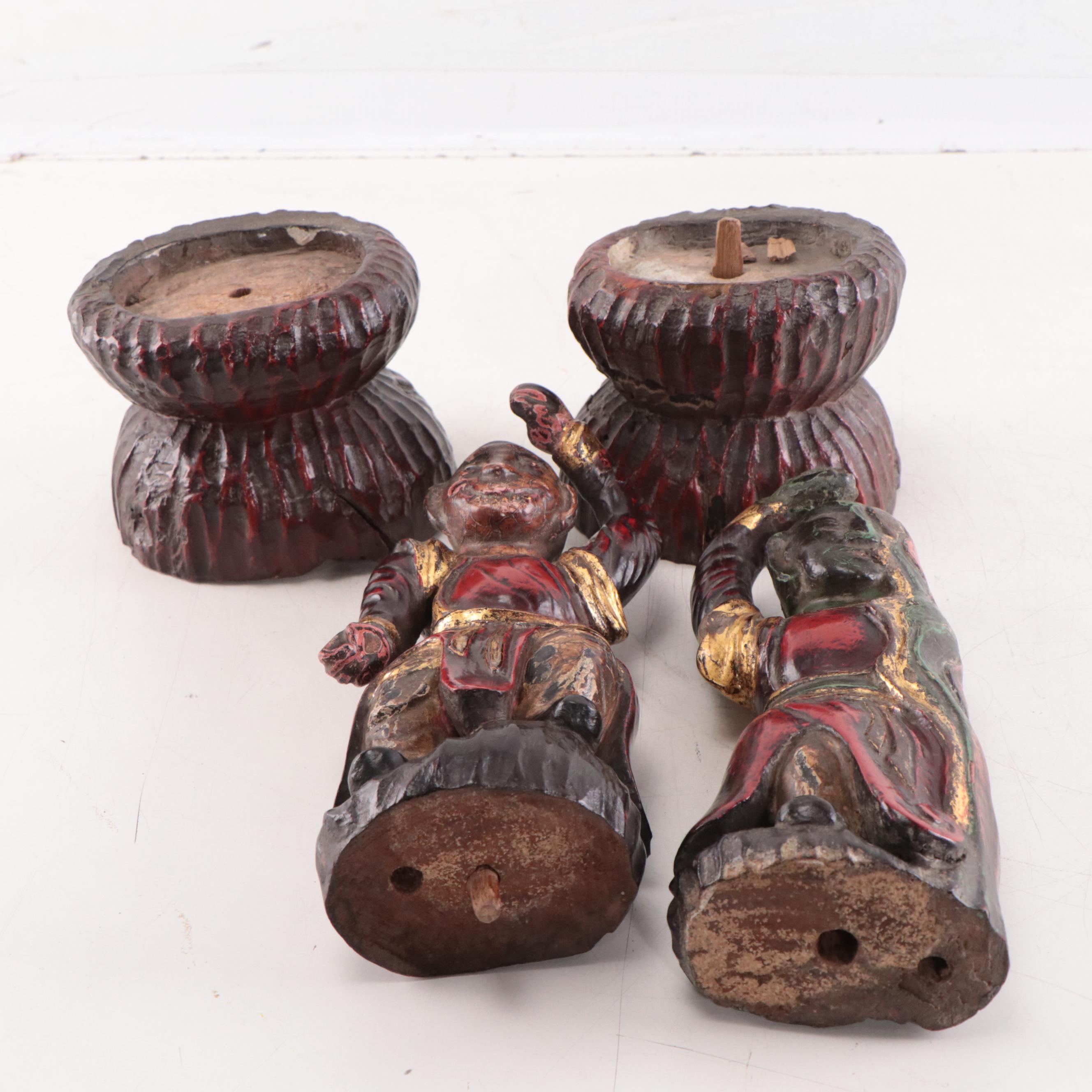 Vietnamese Lacquer Temple Figures, Late 19th Century