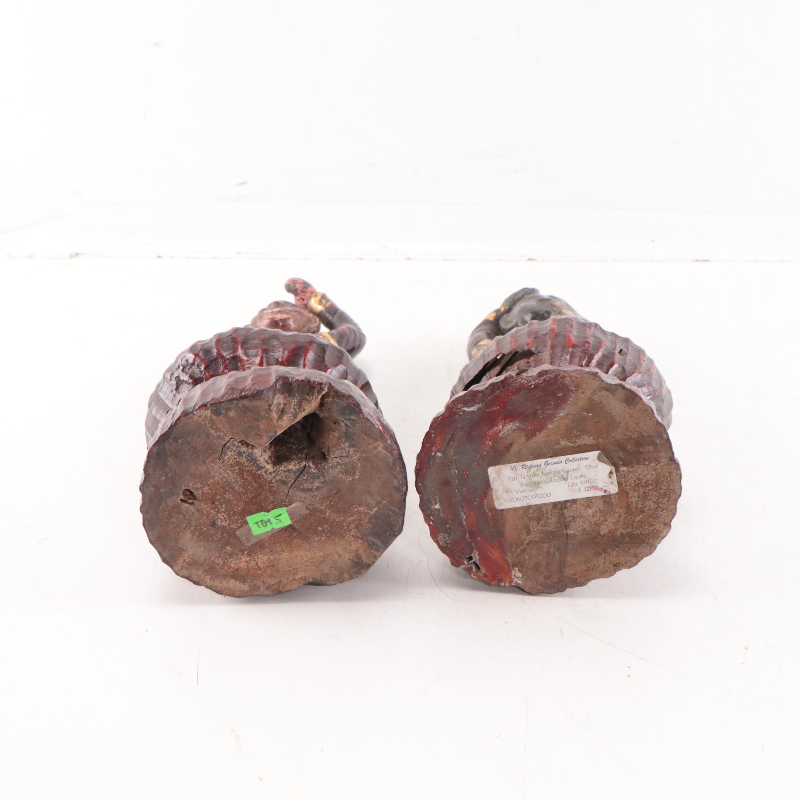 Vietnamese Lacquer Temple Figures, Late 19th Century