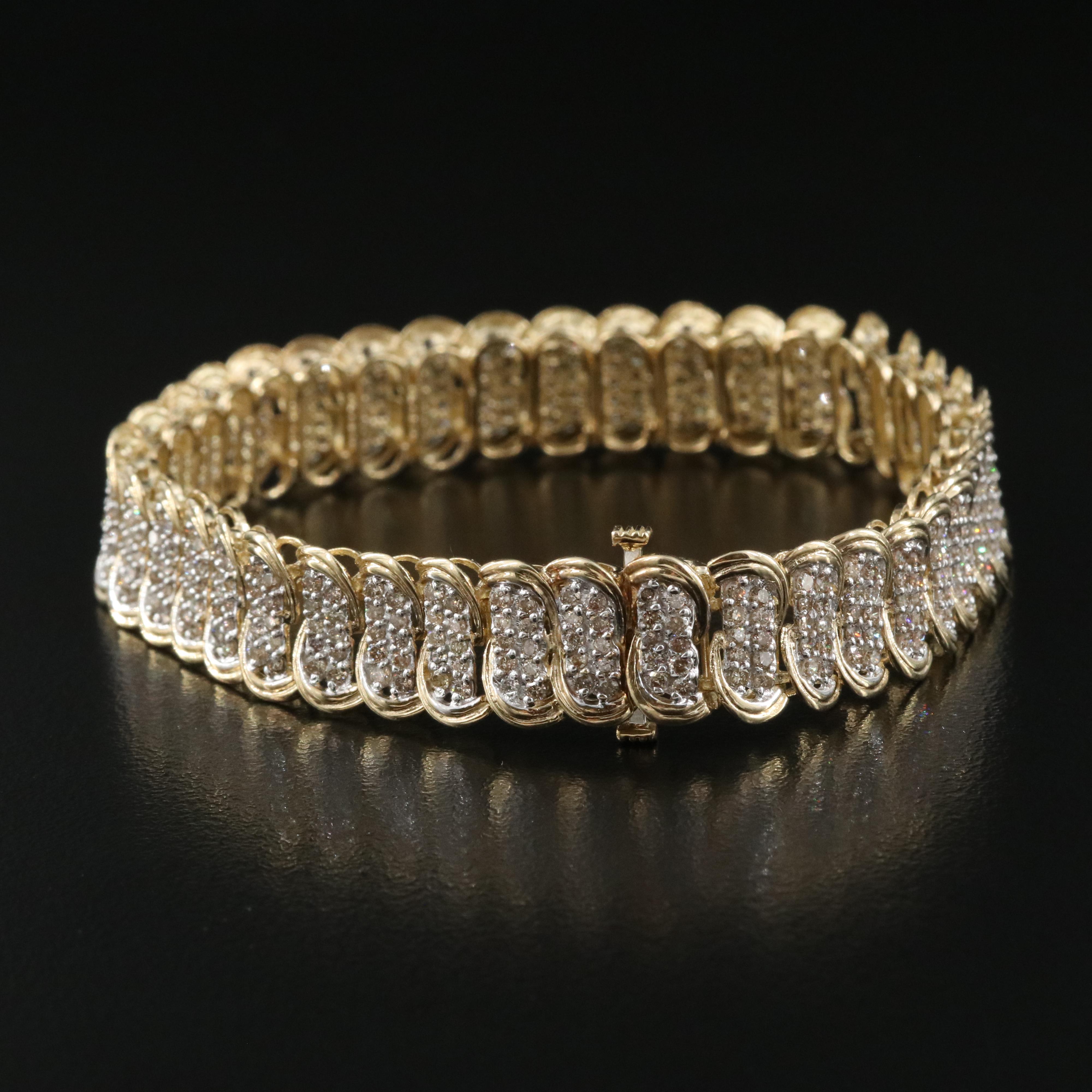 10K 4.00 CTW Diamond Fancy Link Bracelet