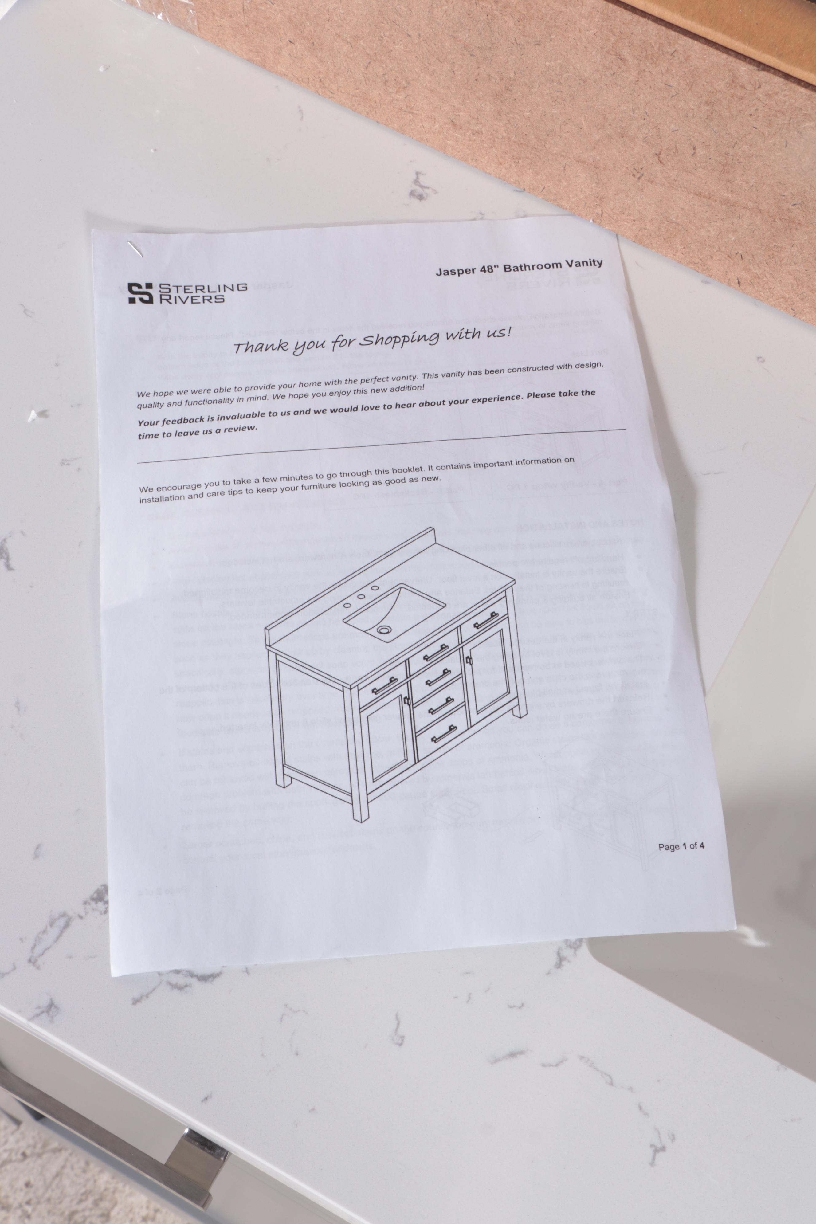 Sterling Rivers "Jasper" Painted Pine, White Top and Single Sink Bathroom Vanity