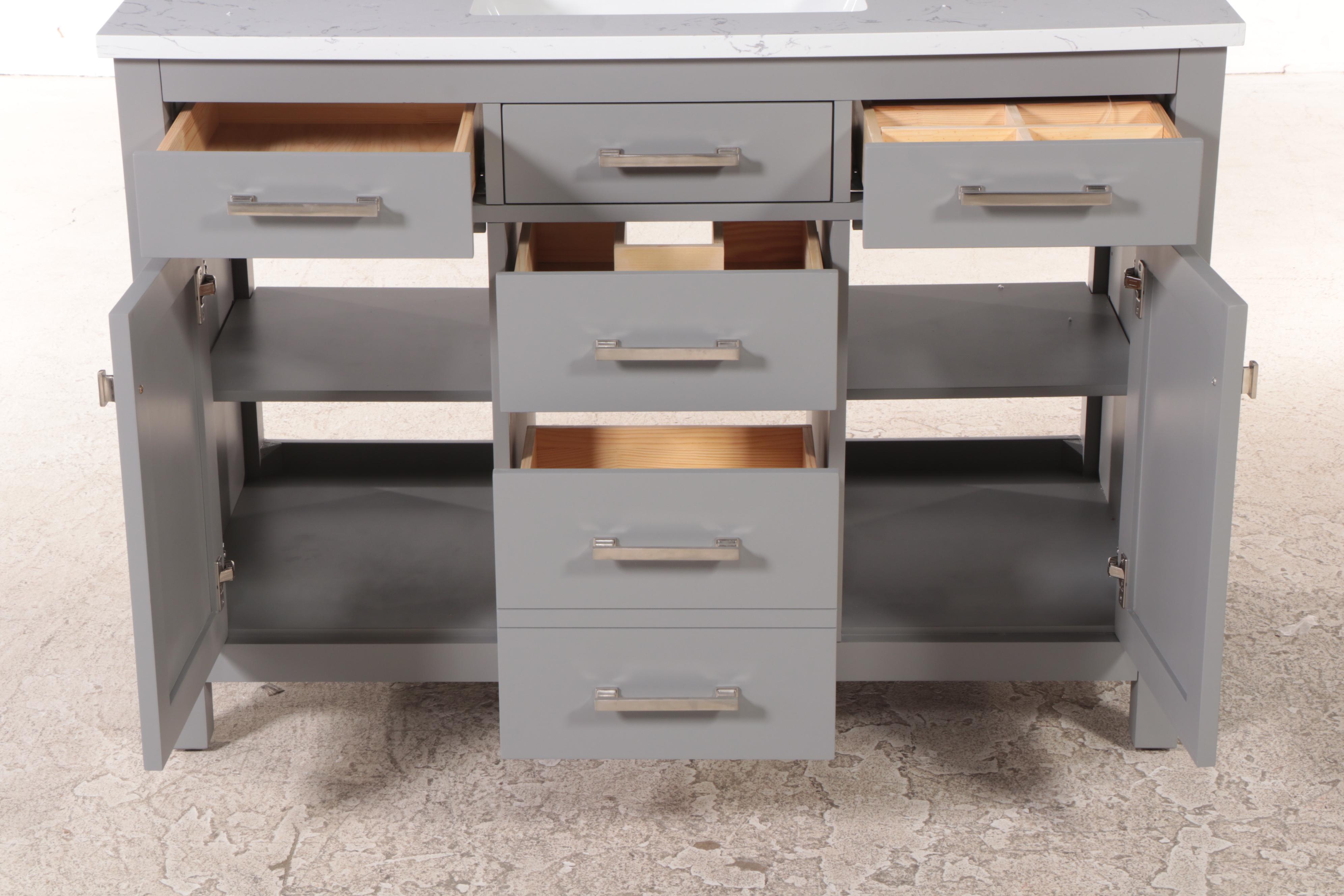 Sterling Rivers "Jasper" Painted Pine, White Top and Single Sink Bathroom Vanity