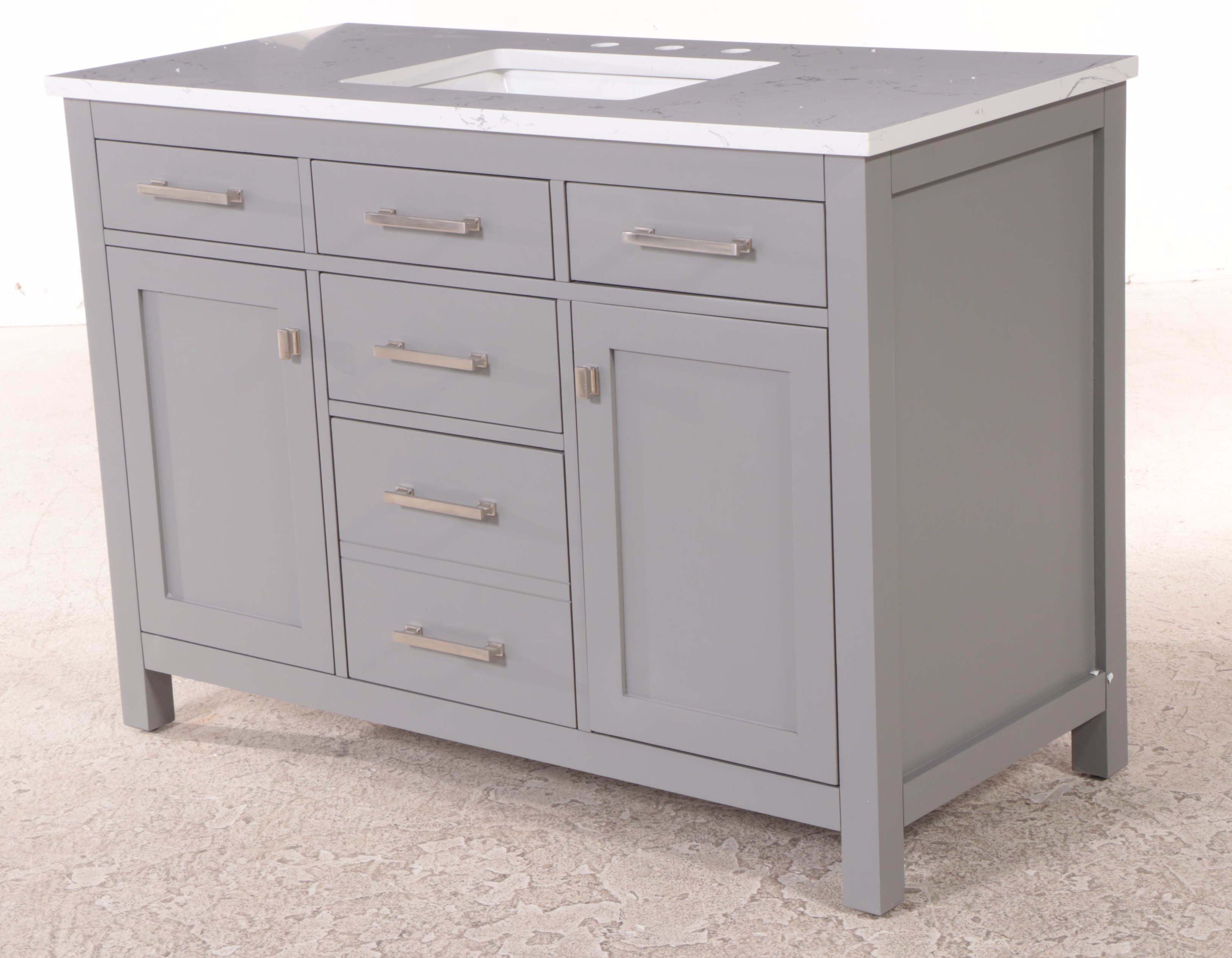 Sterling Rivers "Jasper" Painted Pine, White Top and Single Sink Bathroom Vanity