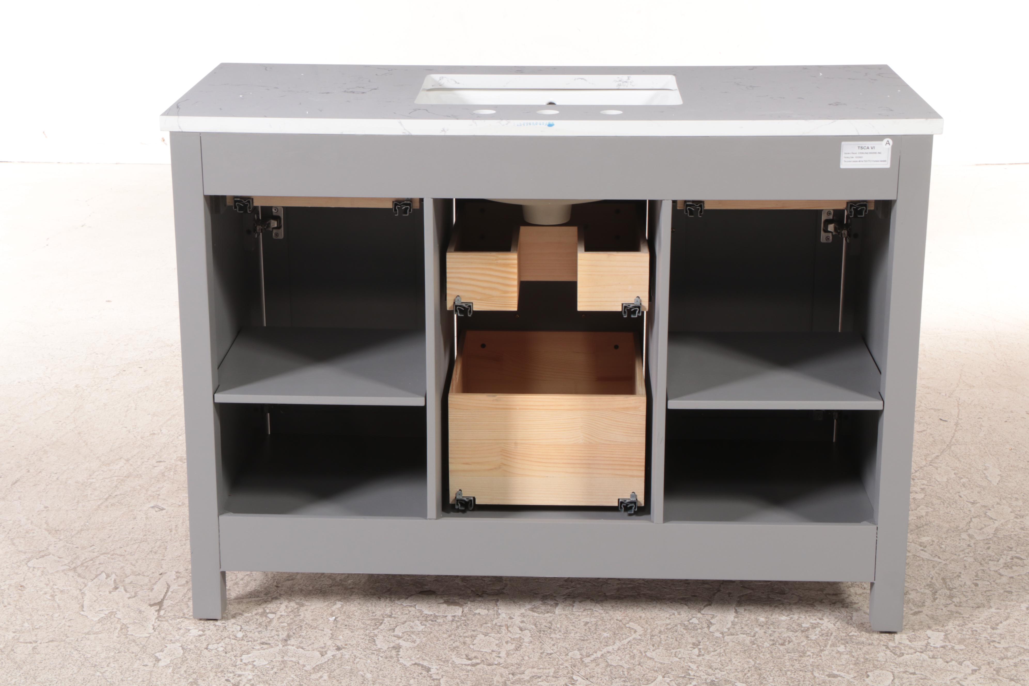 Sterling Rivers "Jasper" Painted Pine, White Top and Single Sink Bathroom Vanity