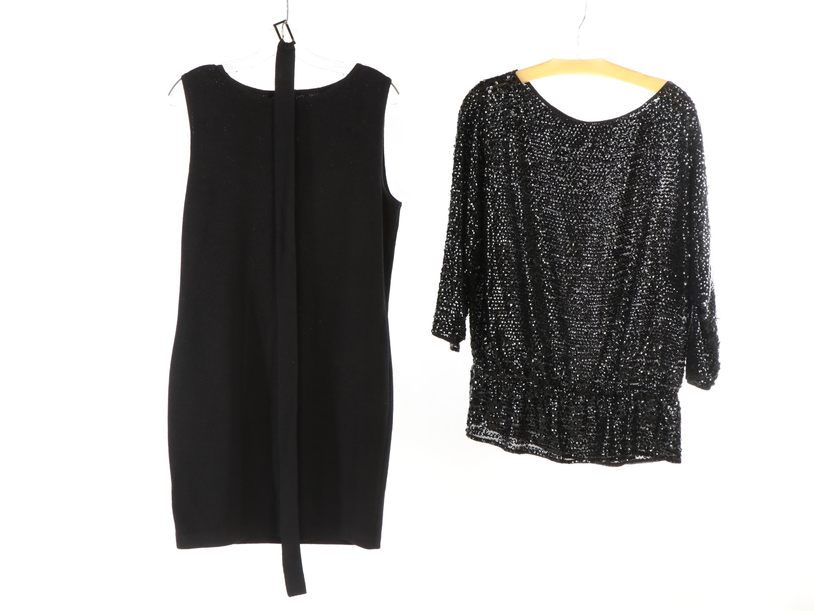 St. John Suiting Jackets, Skirt Suit, Sequin Peplum Top, and Dress with Belt