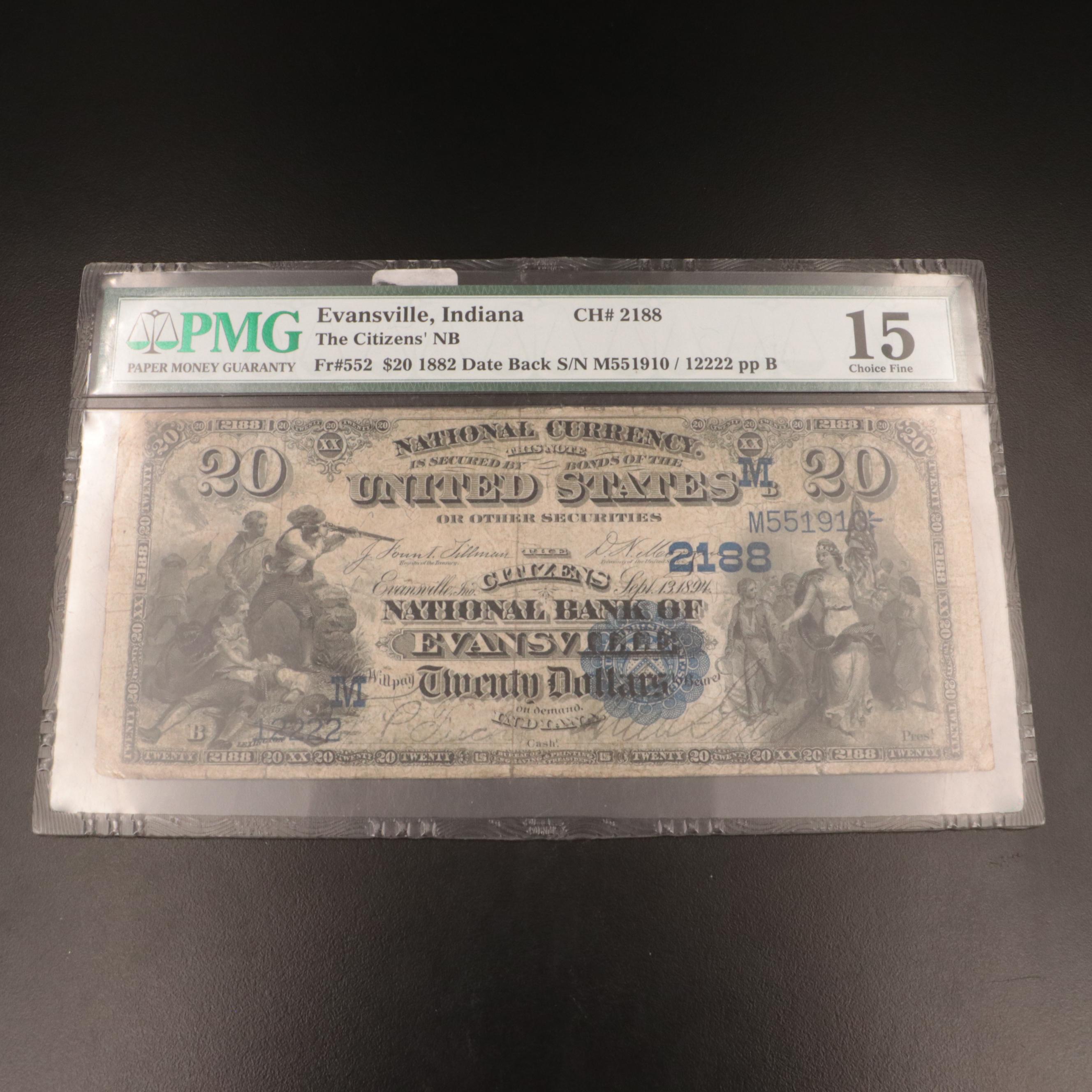 PMG F15 Series of 1882 "Date Back" National Currency Note