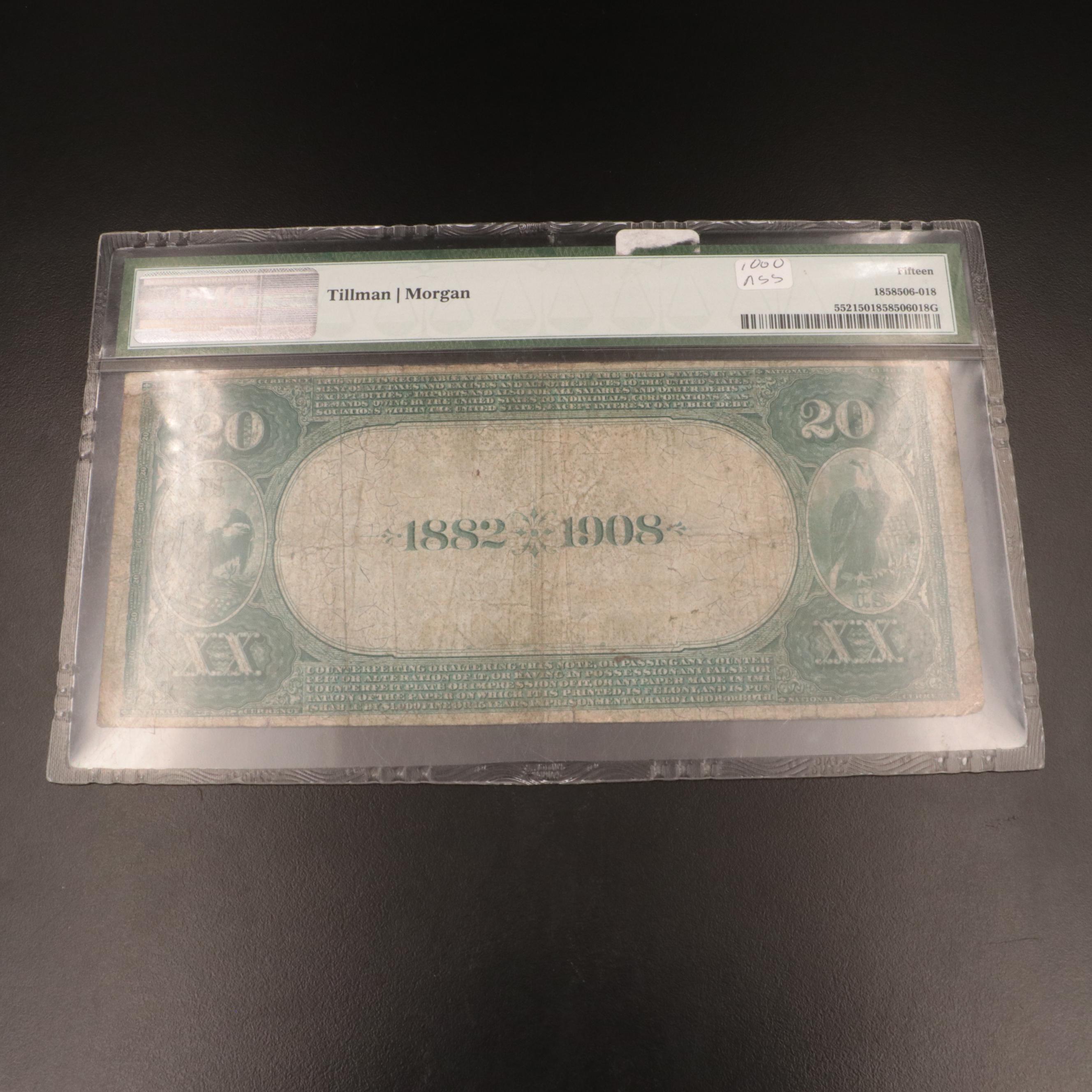 PMG F15 Series of 1882 "Date Back" National Currency Note