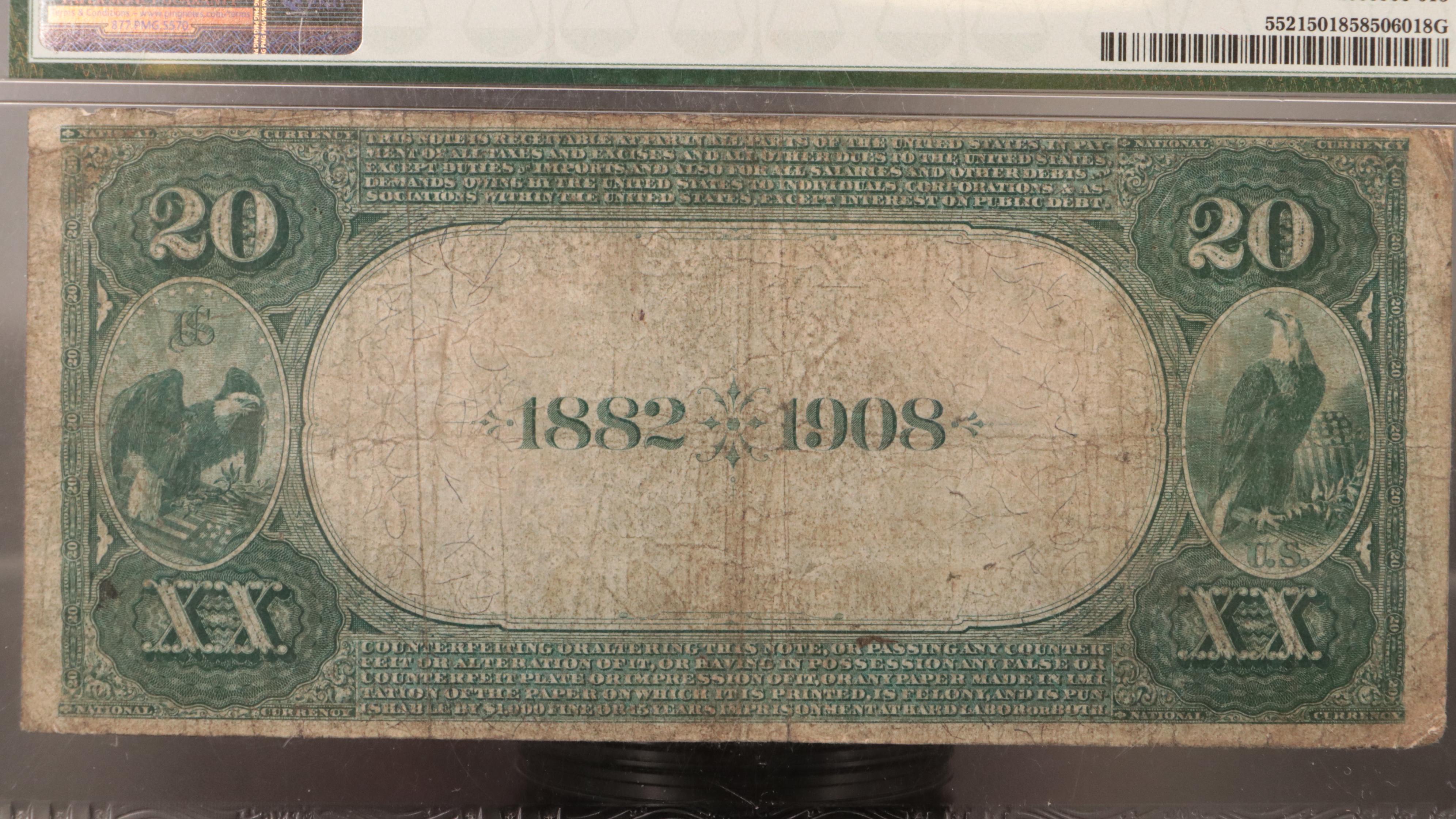 PMG F15 Series of 1882 "Date Back" National Currency Note