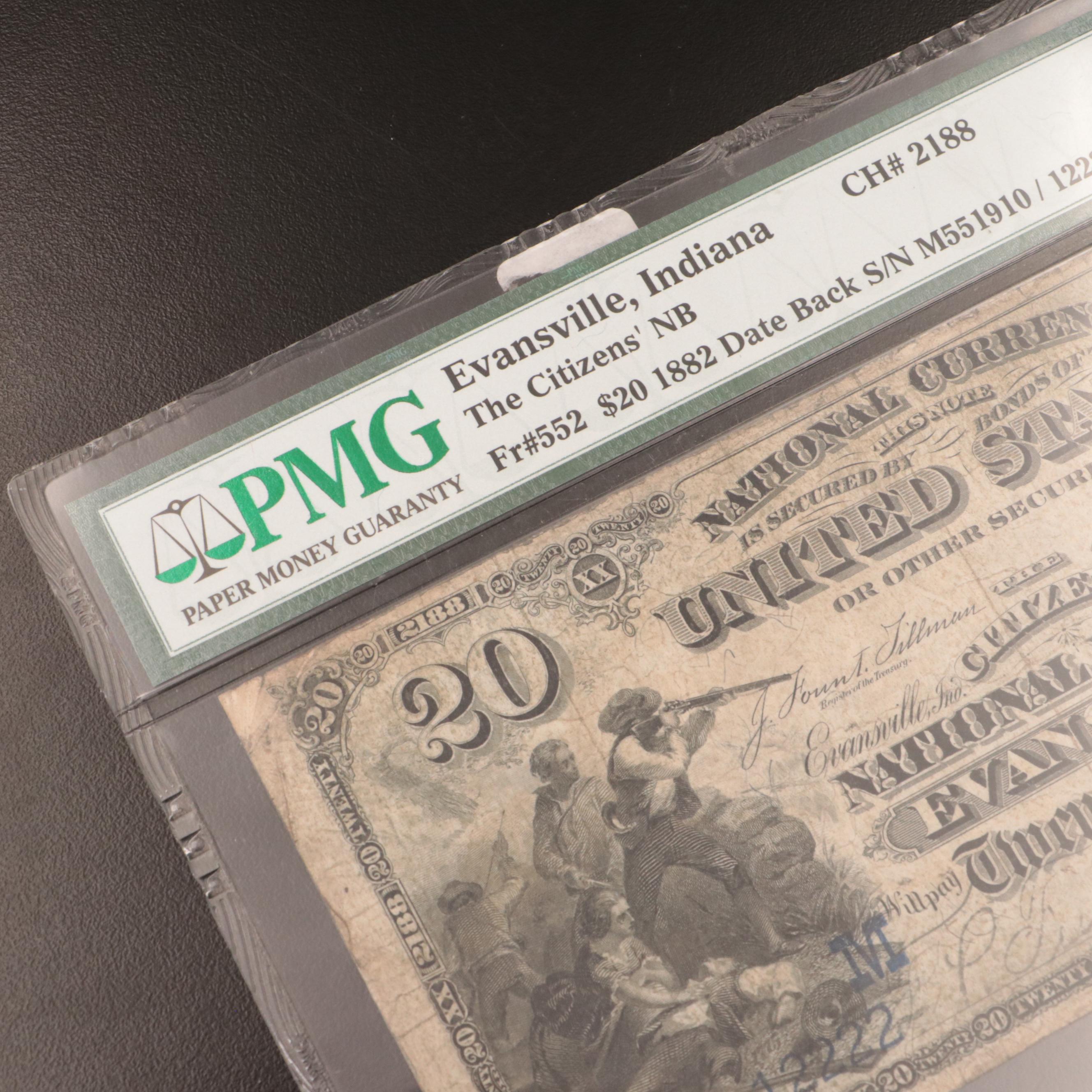 PMG F15 Series of 1882 "Date Back" National Currency Note