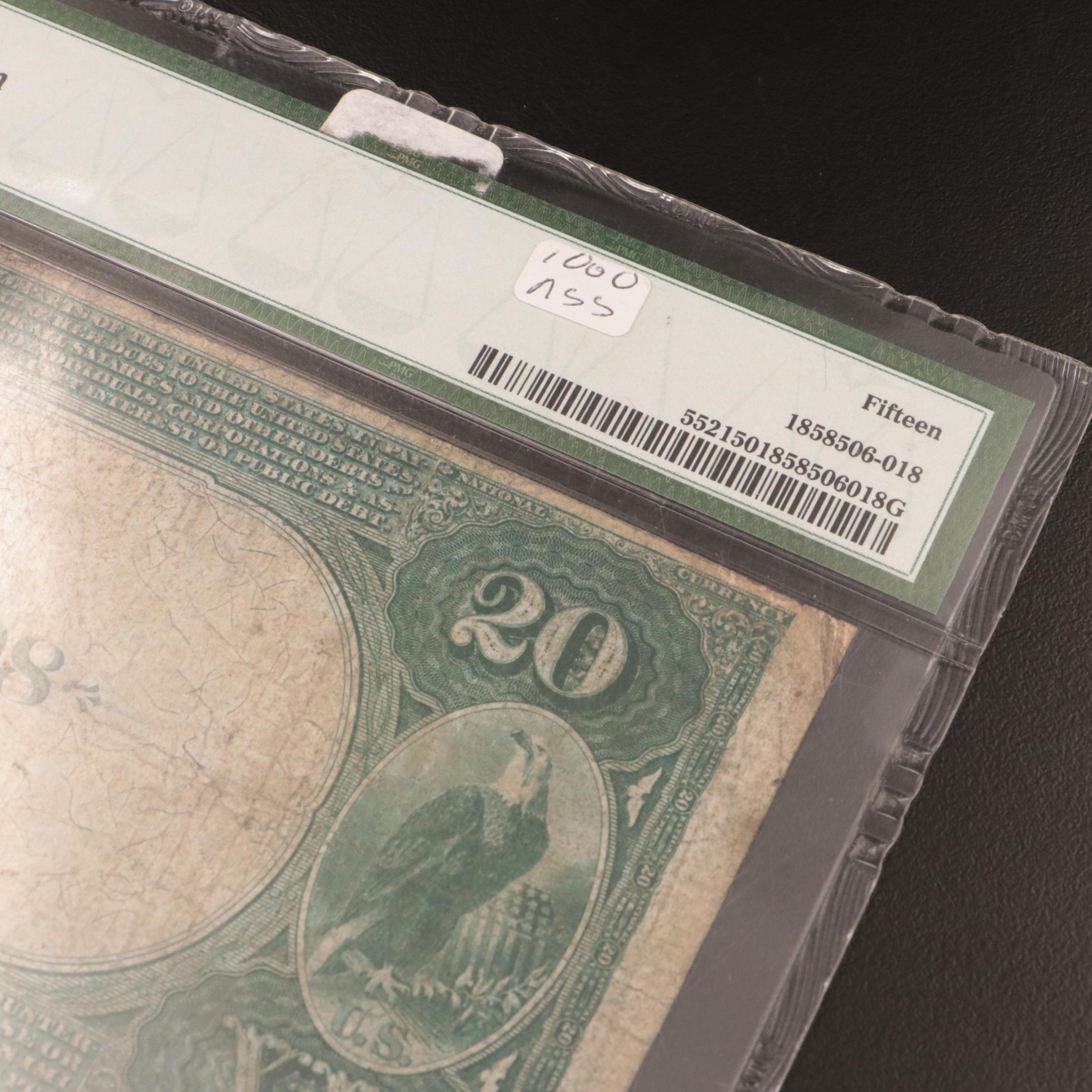 PMG F15 Series of 1882 "Date Back" National Currency Note