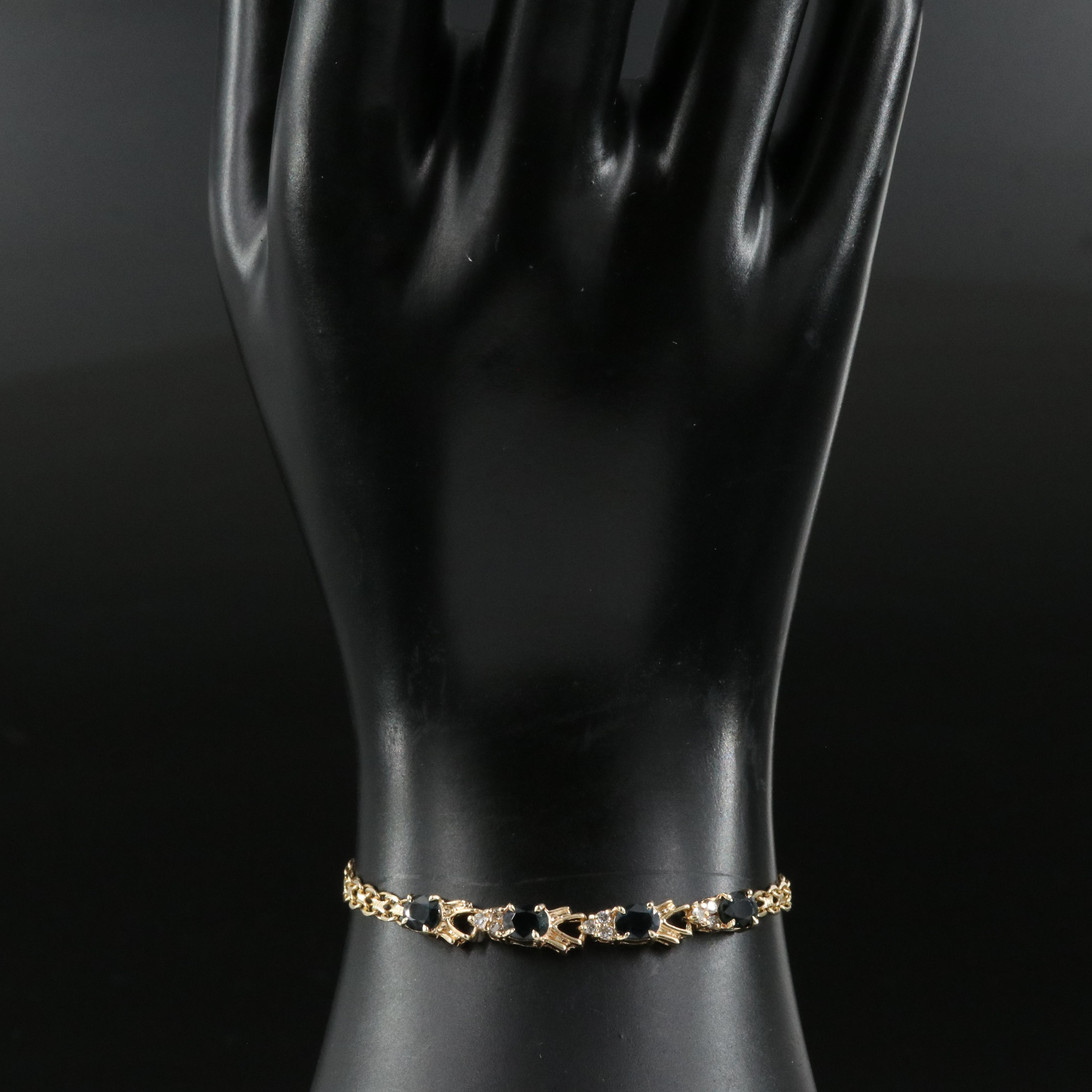 Italian 14K Sapphire and Diamond Bracelet