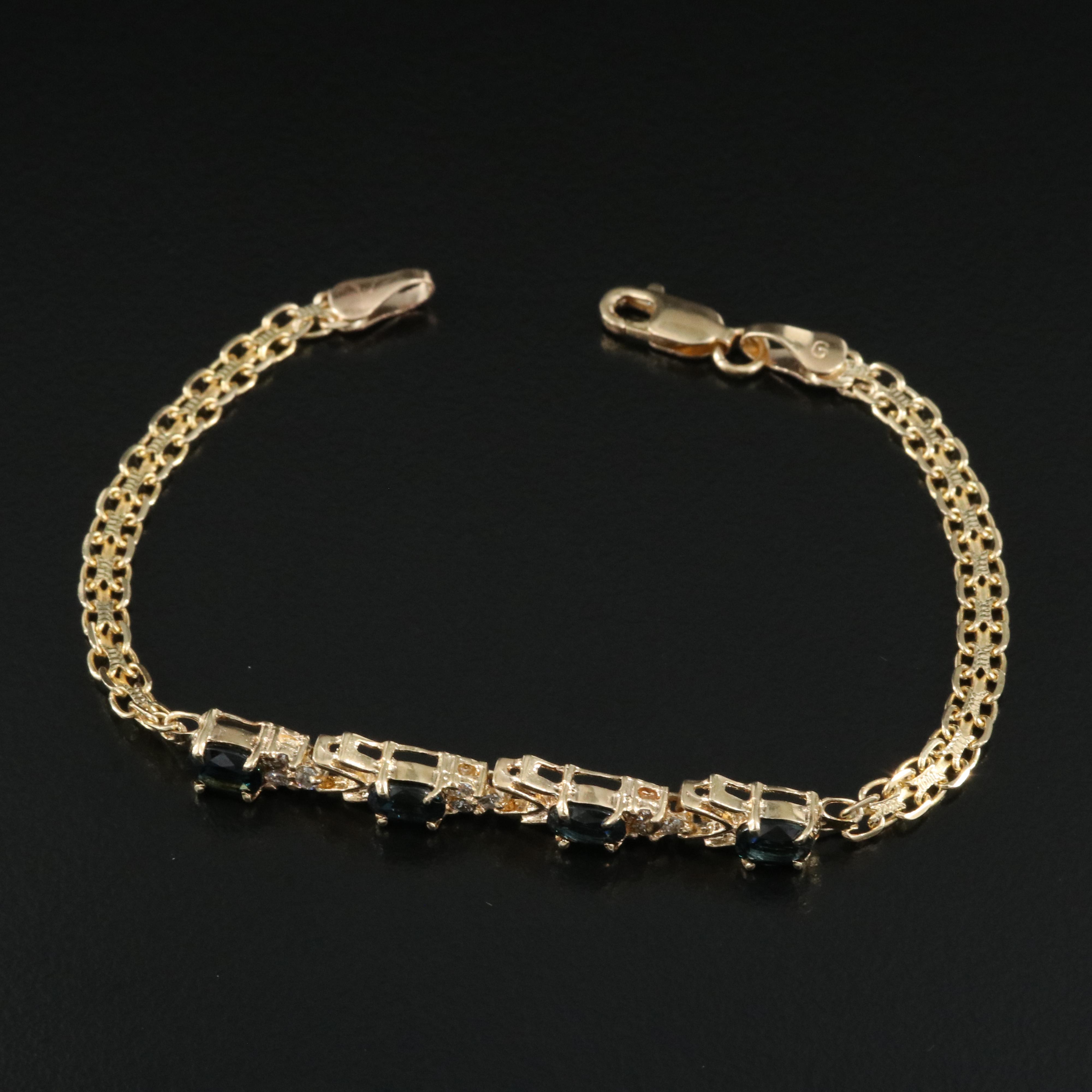Italian 14K Sapphire and Diamond Bracelet