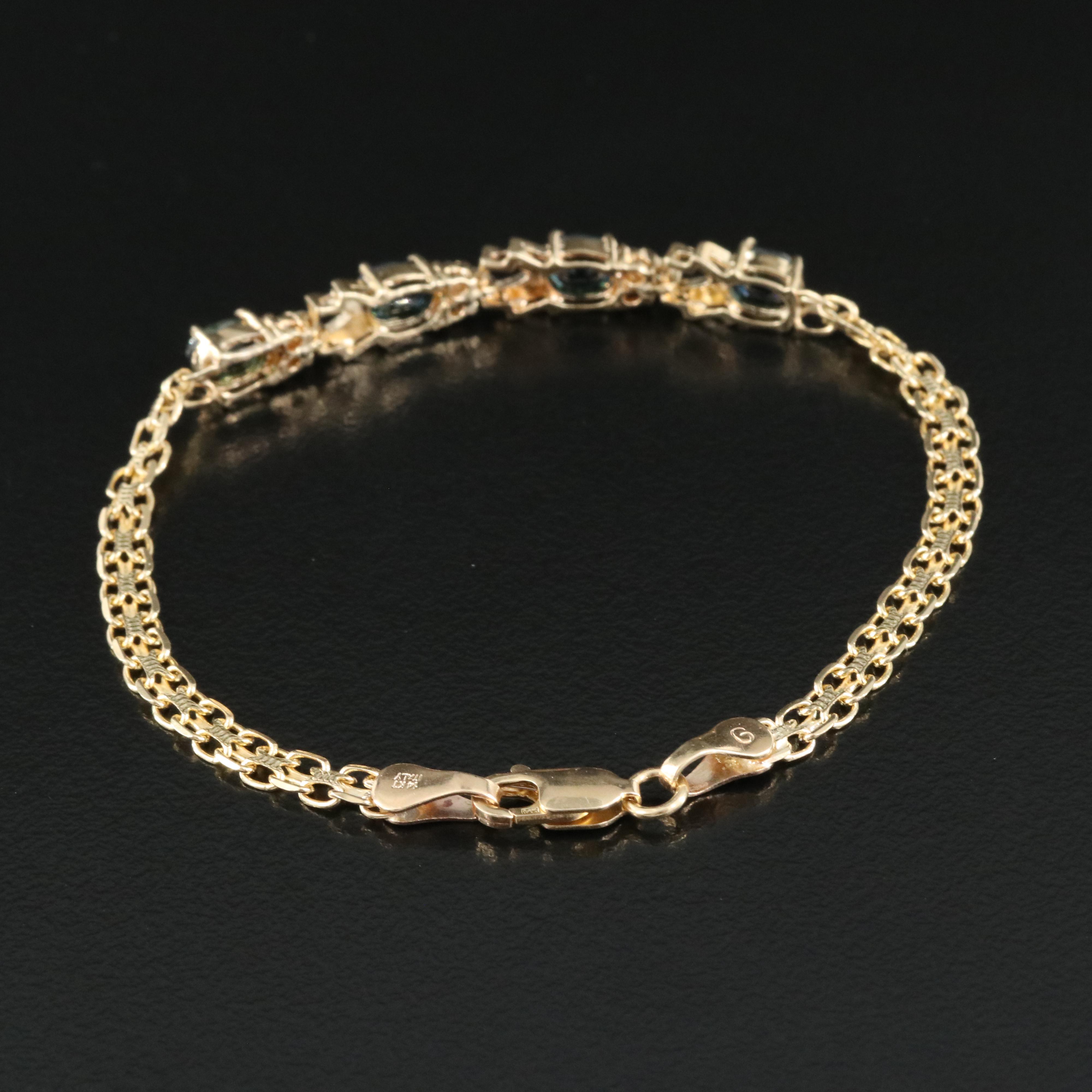 Italian 14K Sapphire and Diamond Bracelet