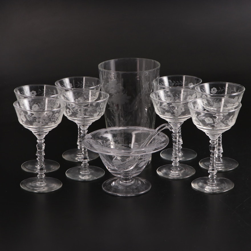 Rock Sharpe Champagne Sherbet Coupes with Other Glass Tableware