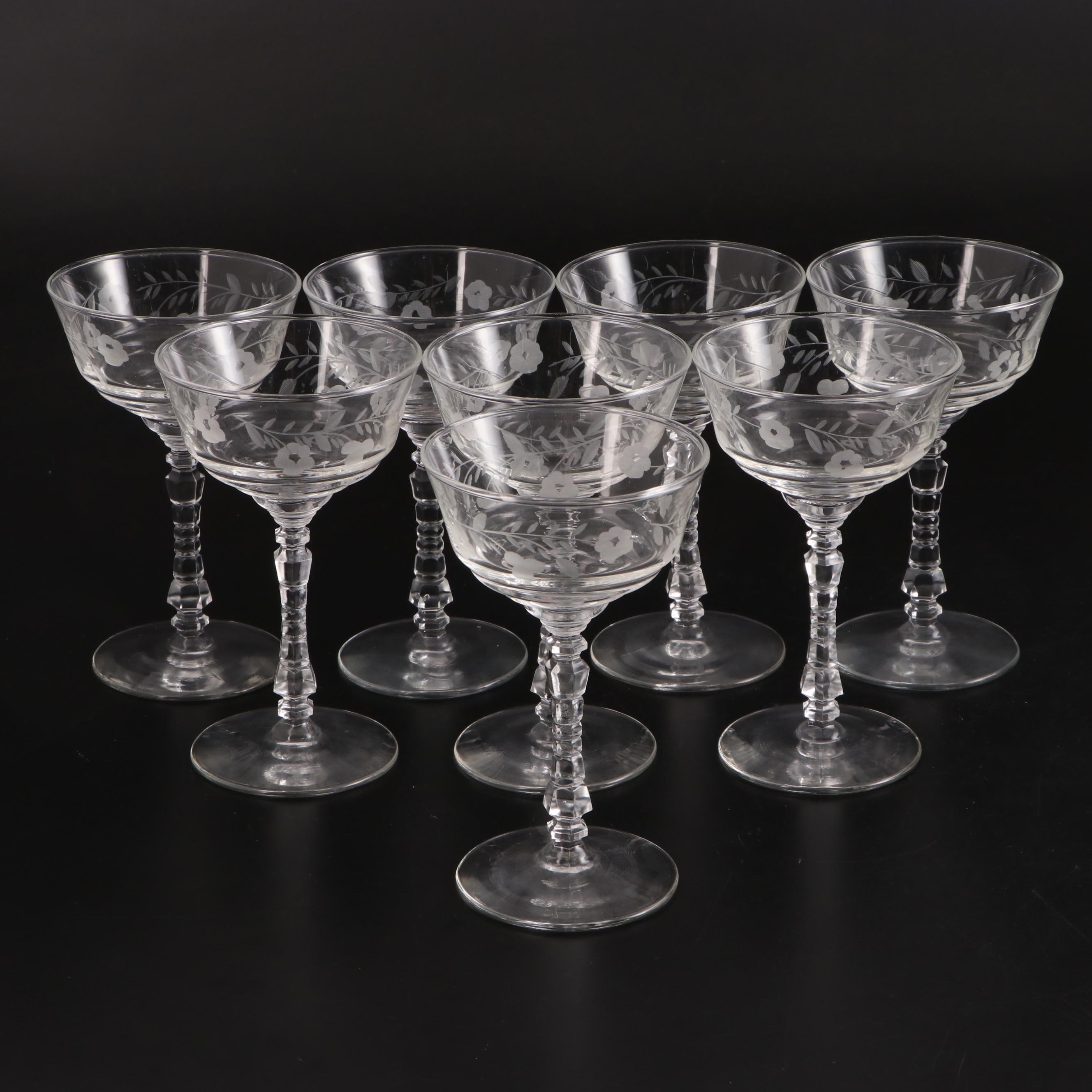 Rock Sharpe Champagne Sherbet Coupes with Other Glass Tableware