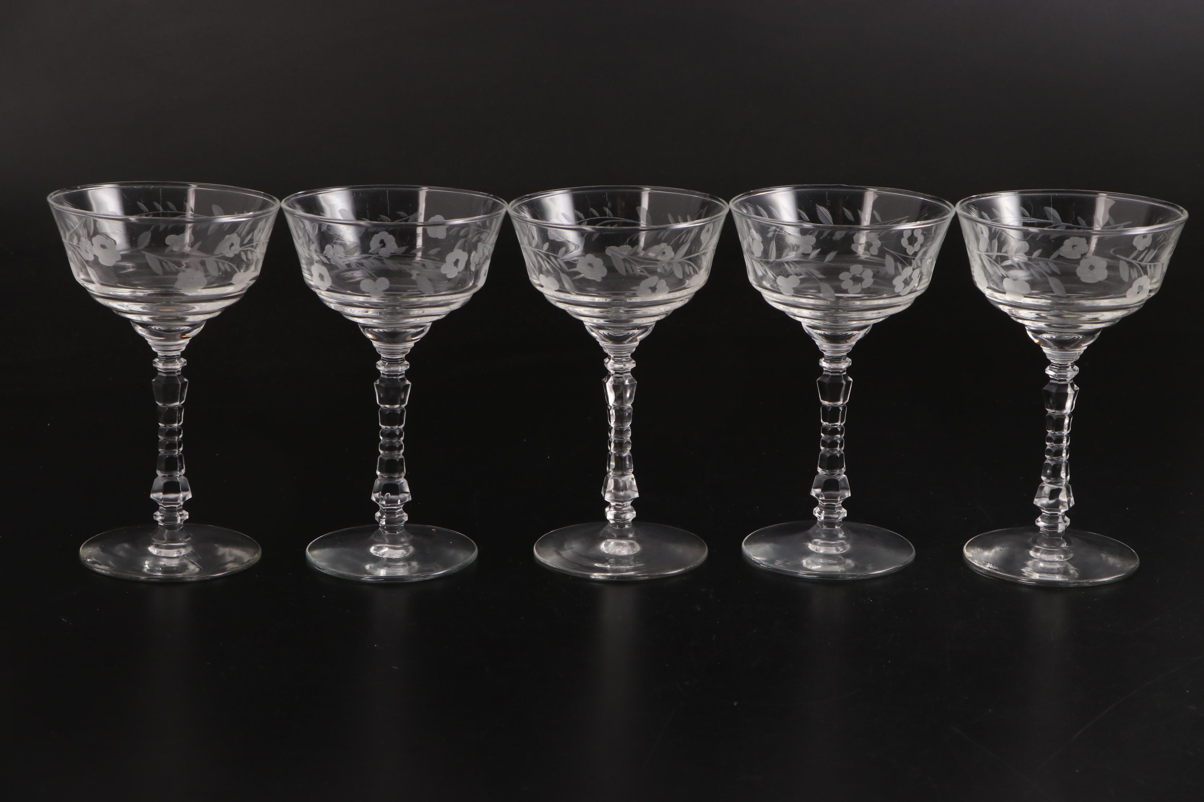 Rock Sharpe Champagne Sherbet Coupes with Other Glass Tableware