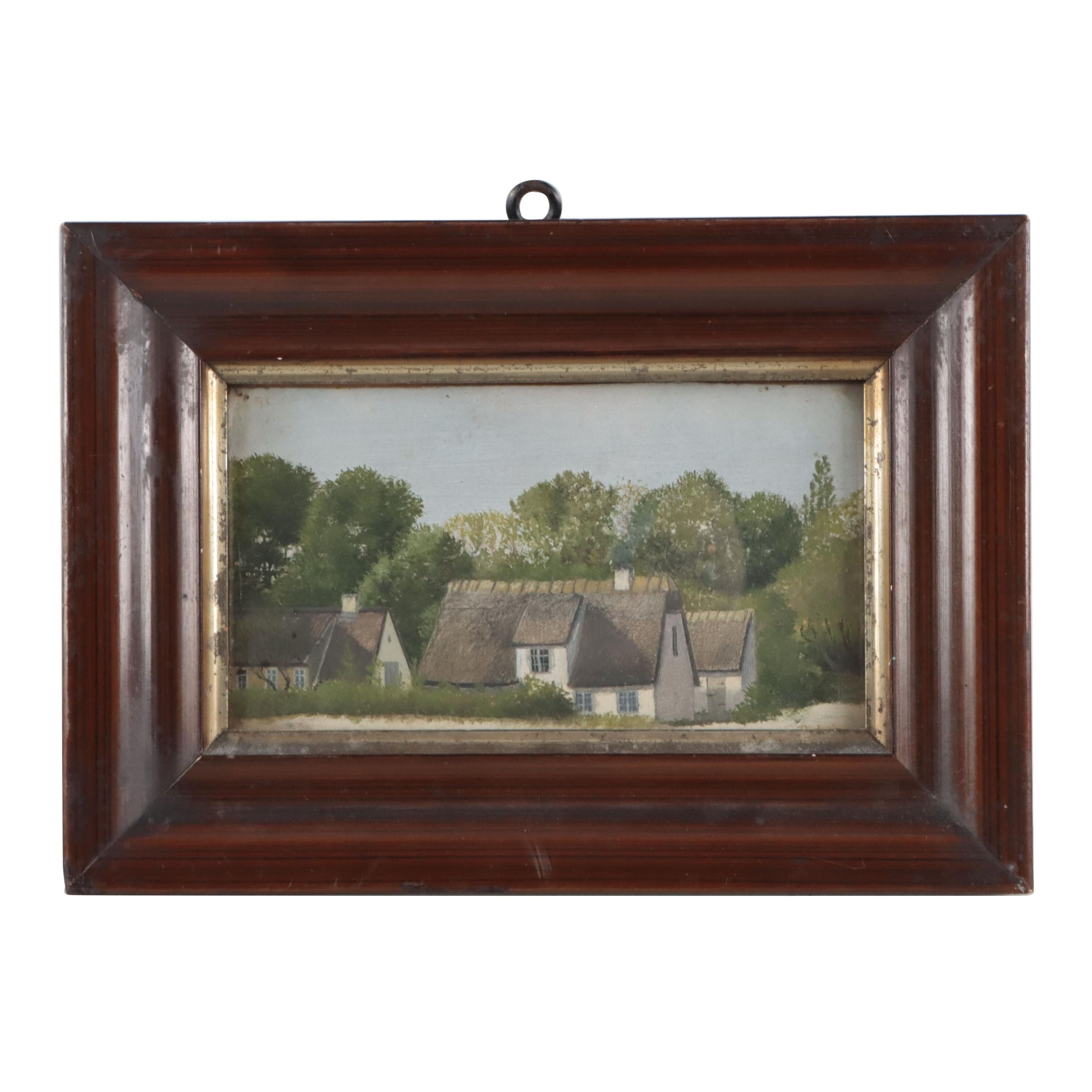 Country House Oil Painting, Late 19th Century