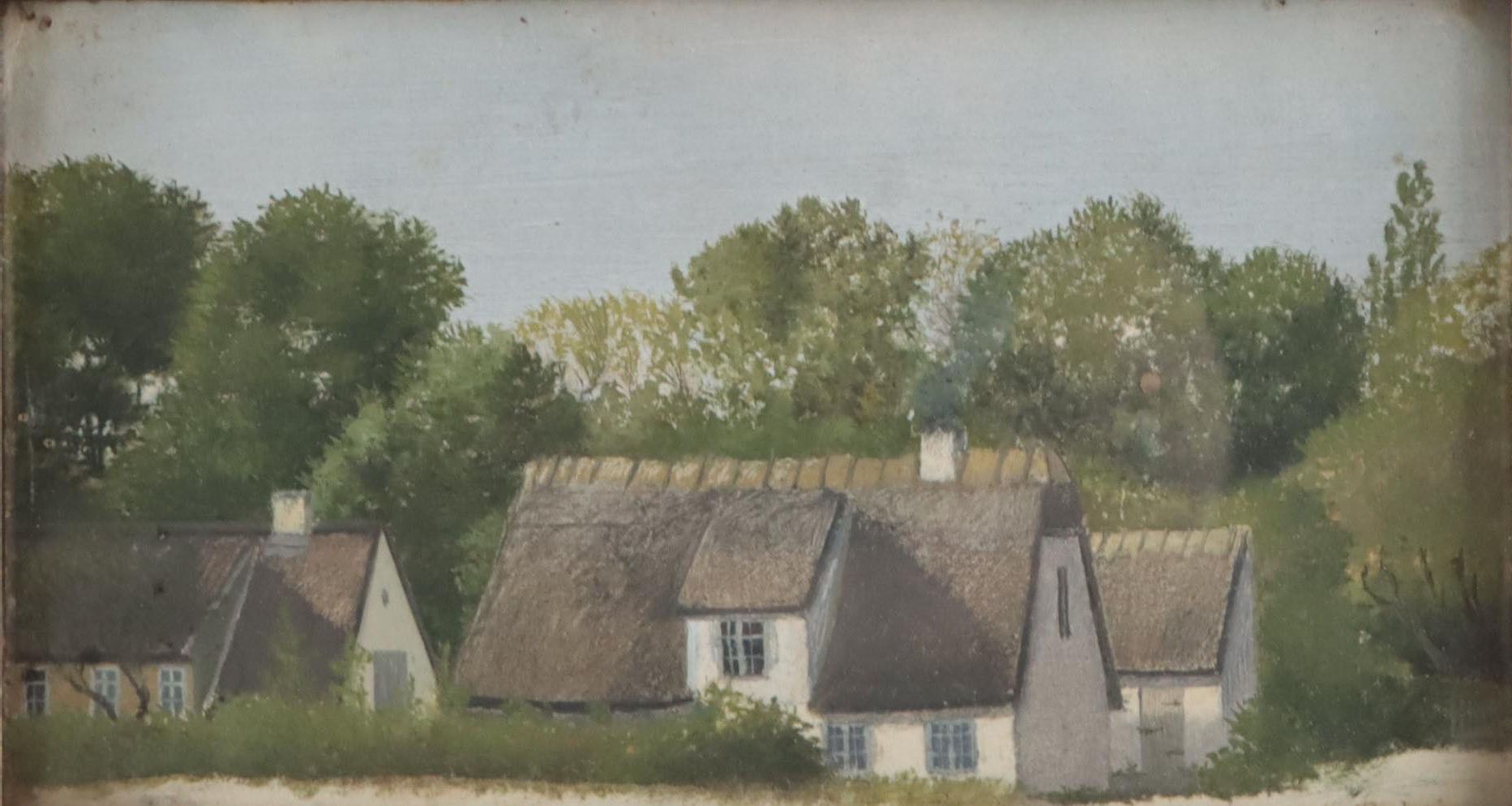 Country House Oil Painting, Late 19th Century