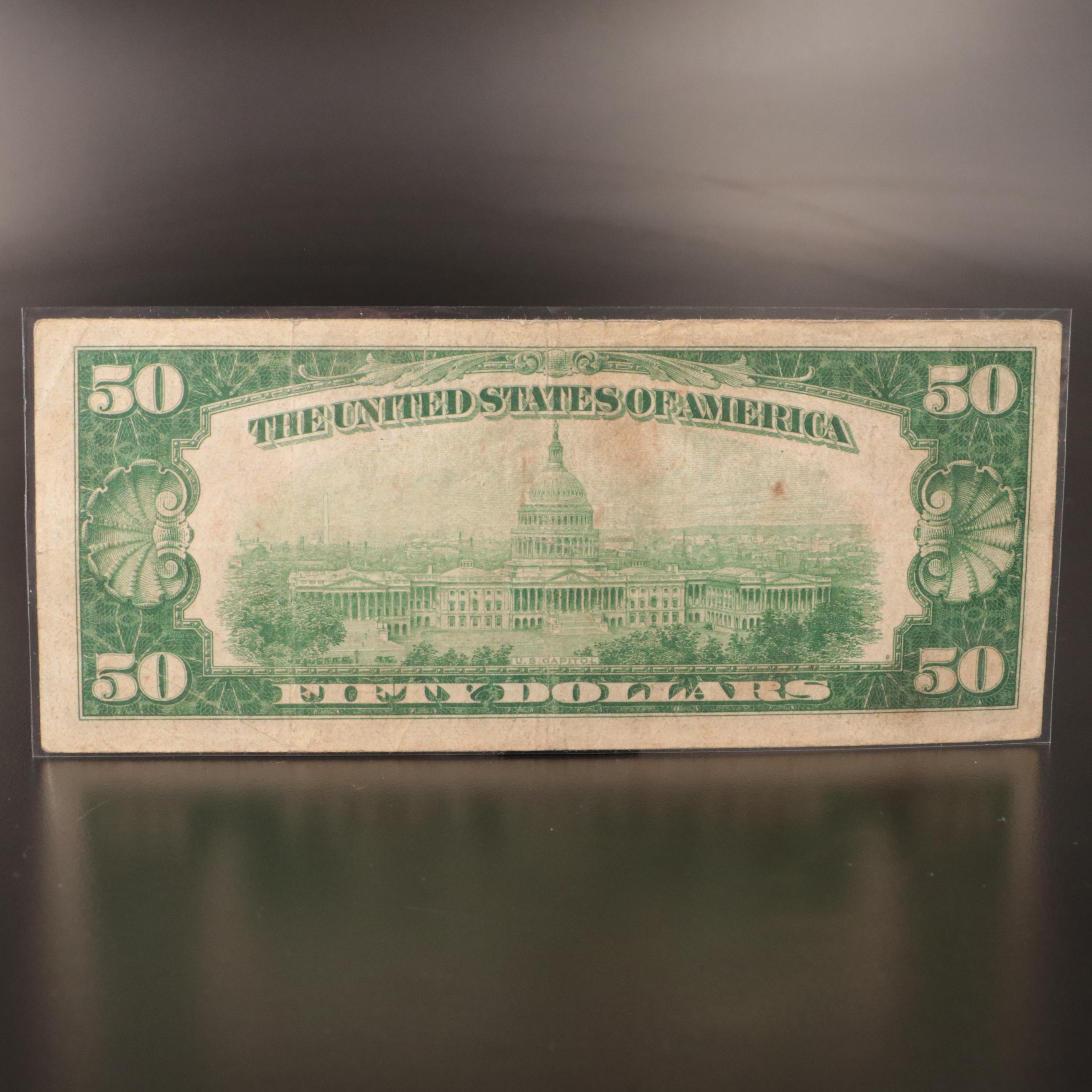 Series 1928 $50 "Star Note" Federal Reserve Note