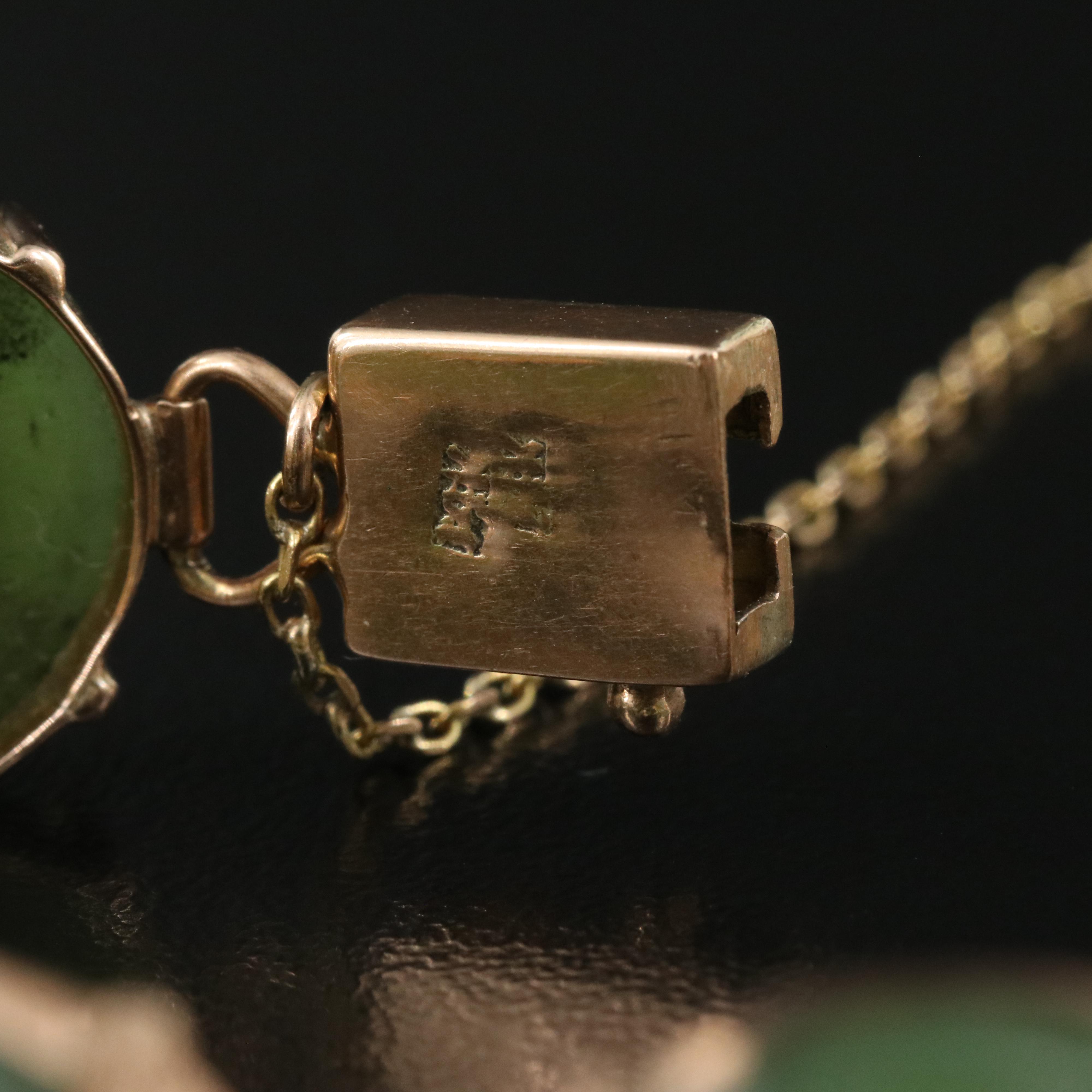 Chinese 14K Nephrite Good Fortune Bracelet