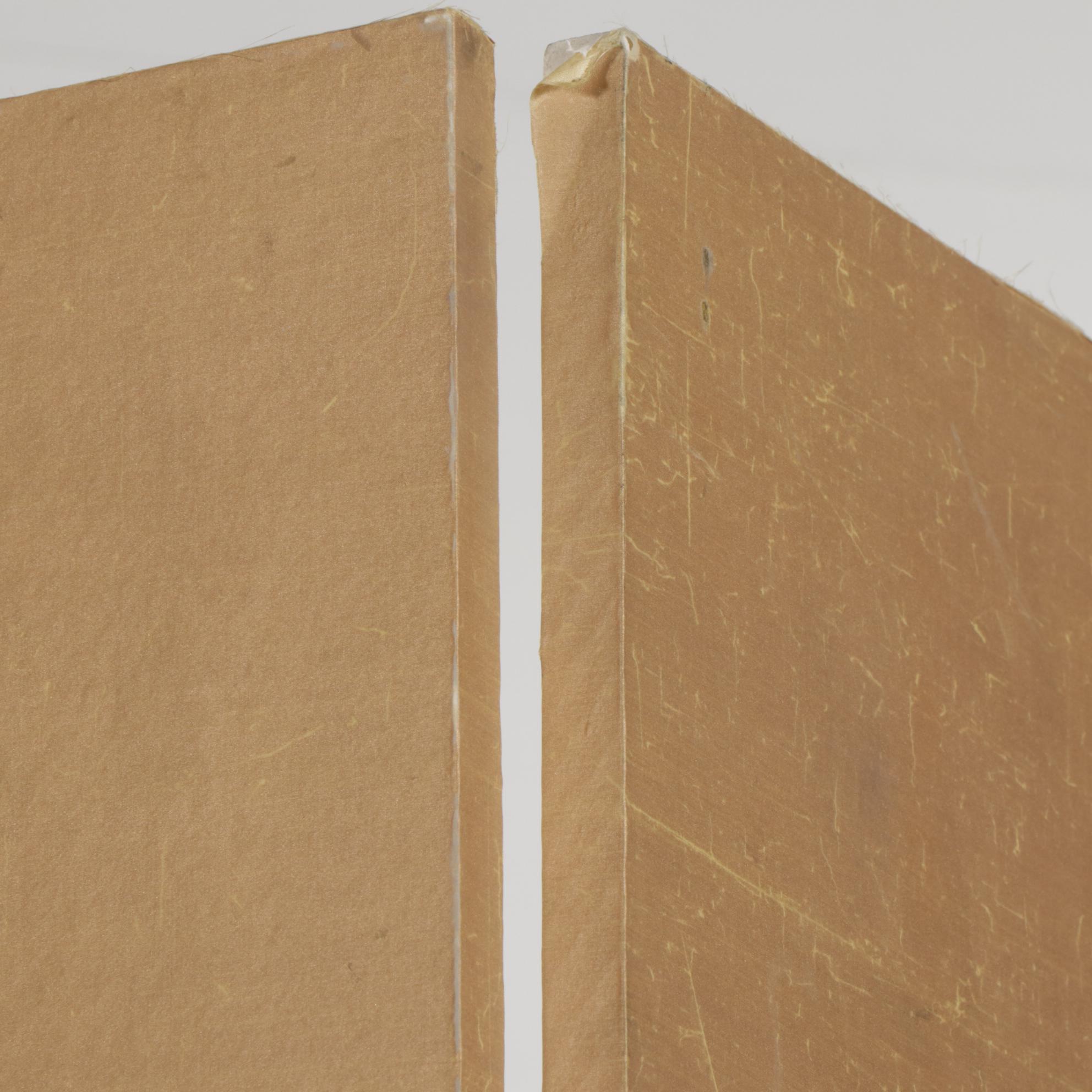 Gilt and Hand-Painted Floral Silk Covered Four-Panel Room Divider