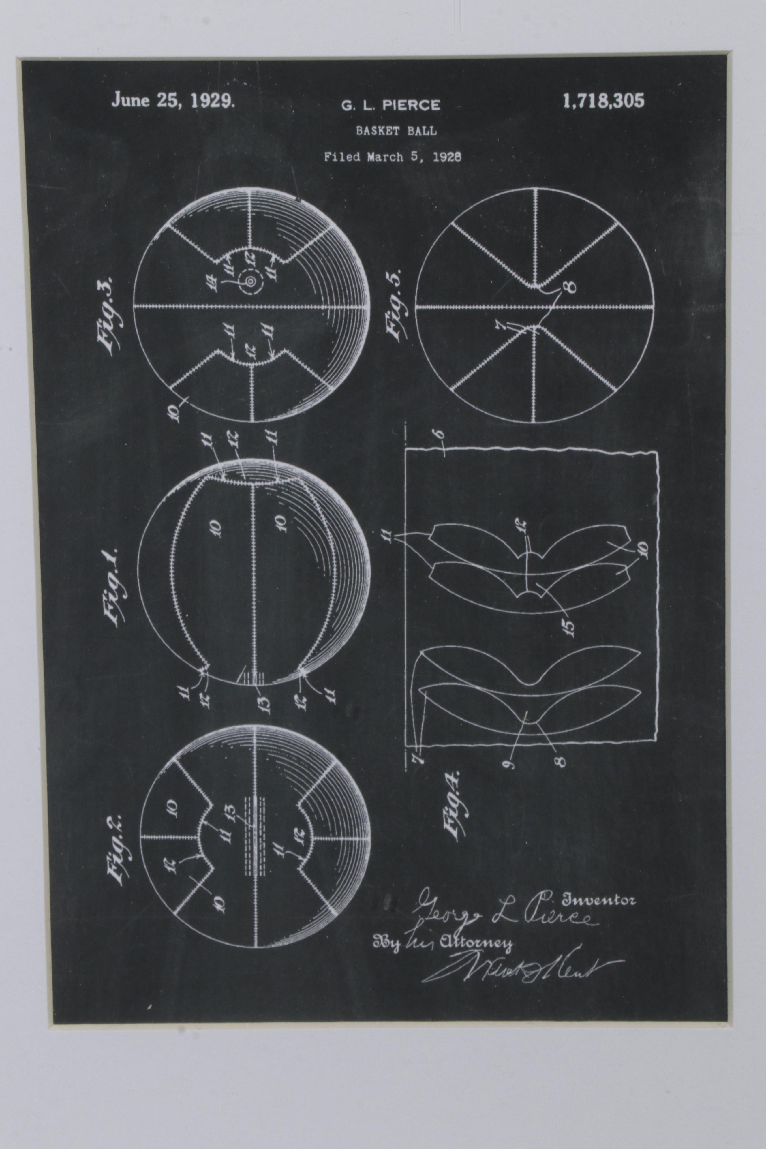 Baseball and Basketball Patent Diagram Giclées, 21st Century