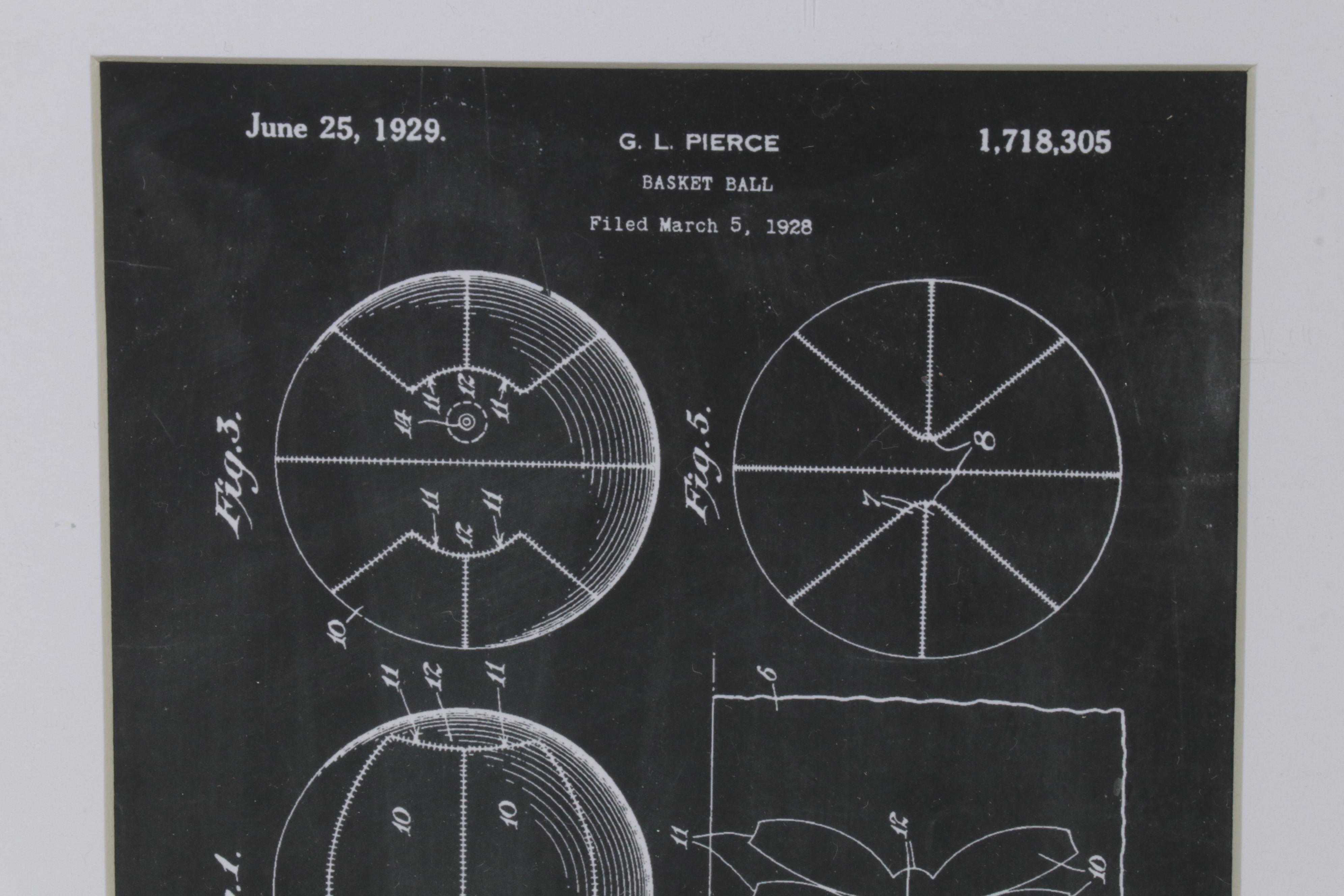Baseball and Basketball Patent Diagram Giclées, 21st Century