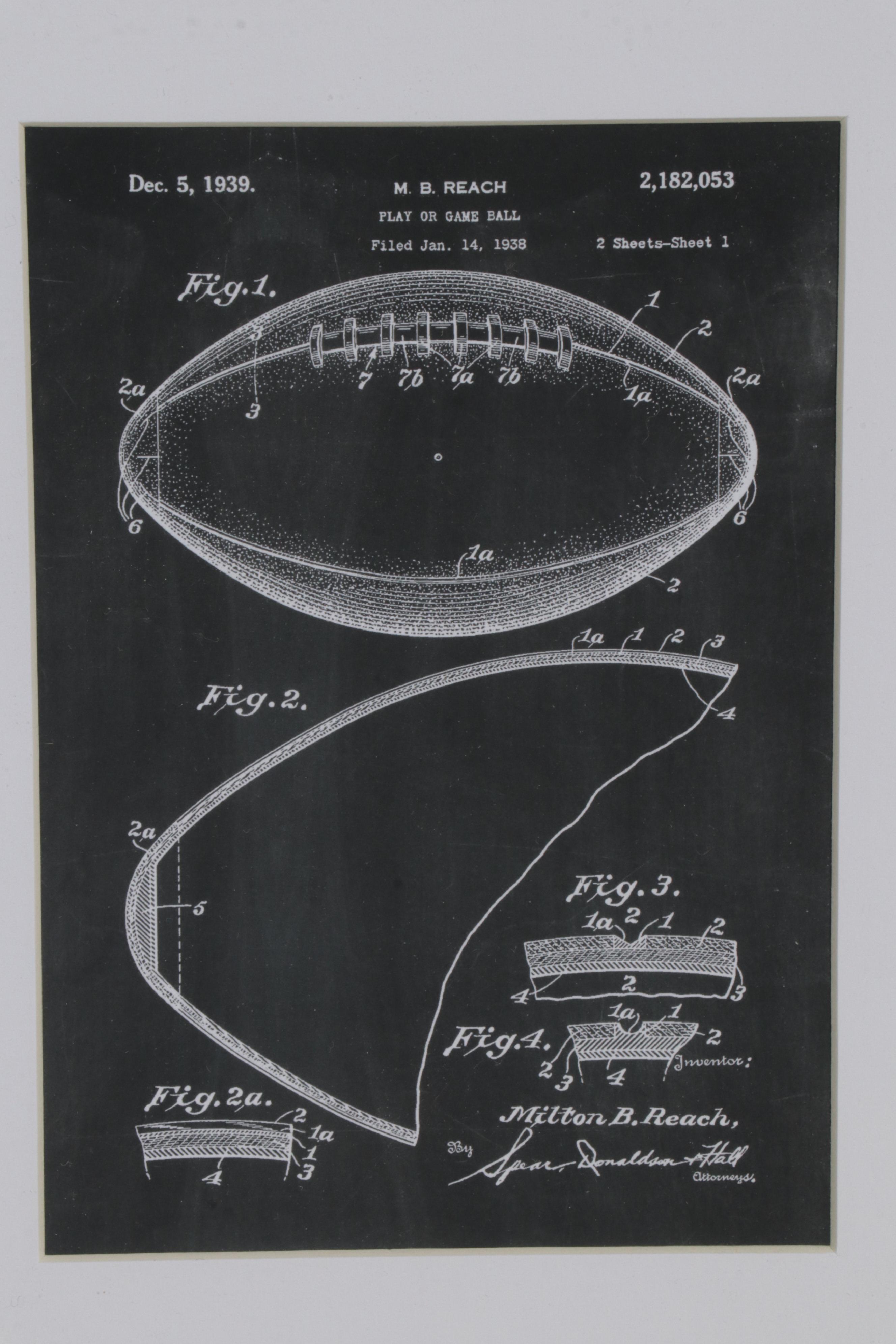 Baseball and Basketball Patent Diagram Giclées, 21st Century